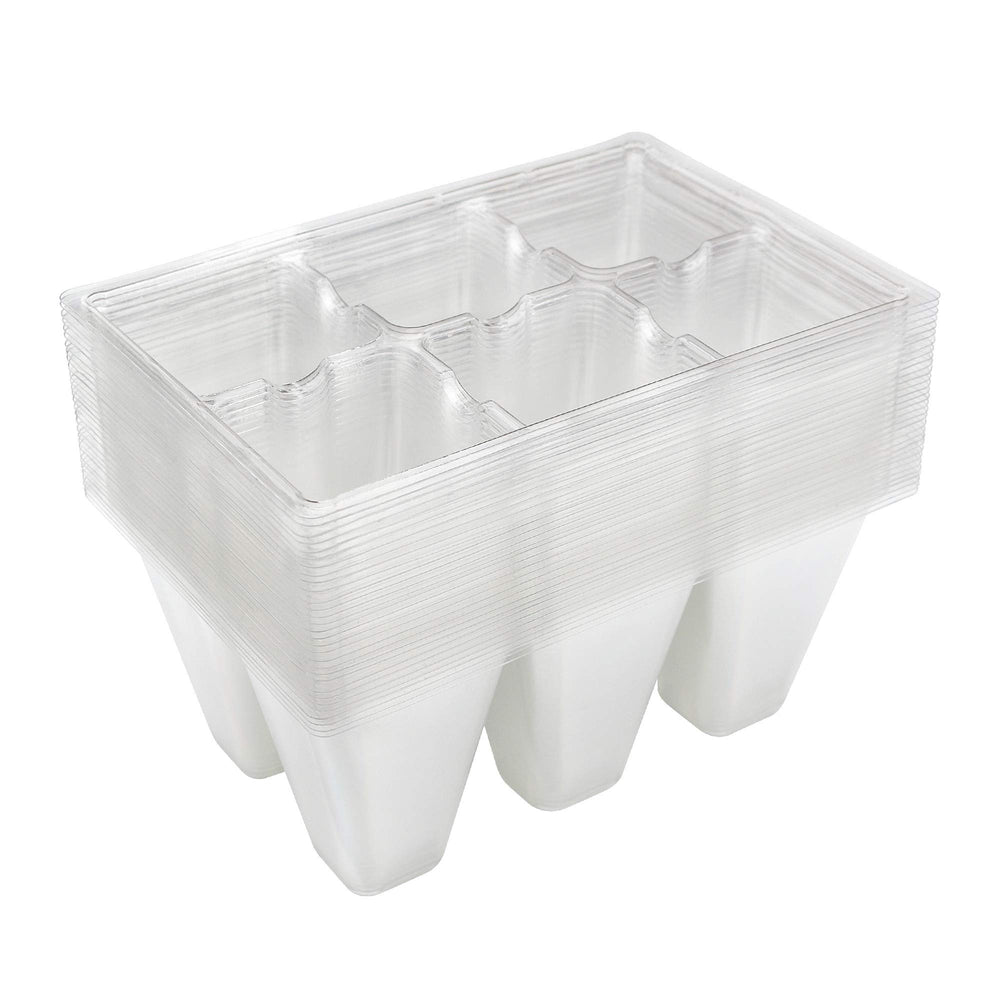 Gardzen 30 Pack 6-Cell Seed Starting Tray clear front view
