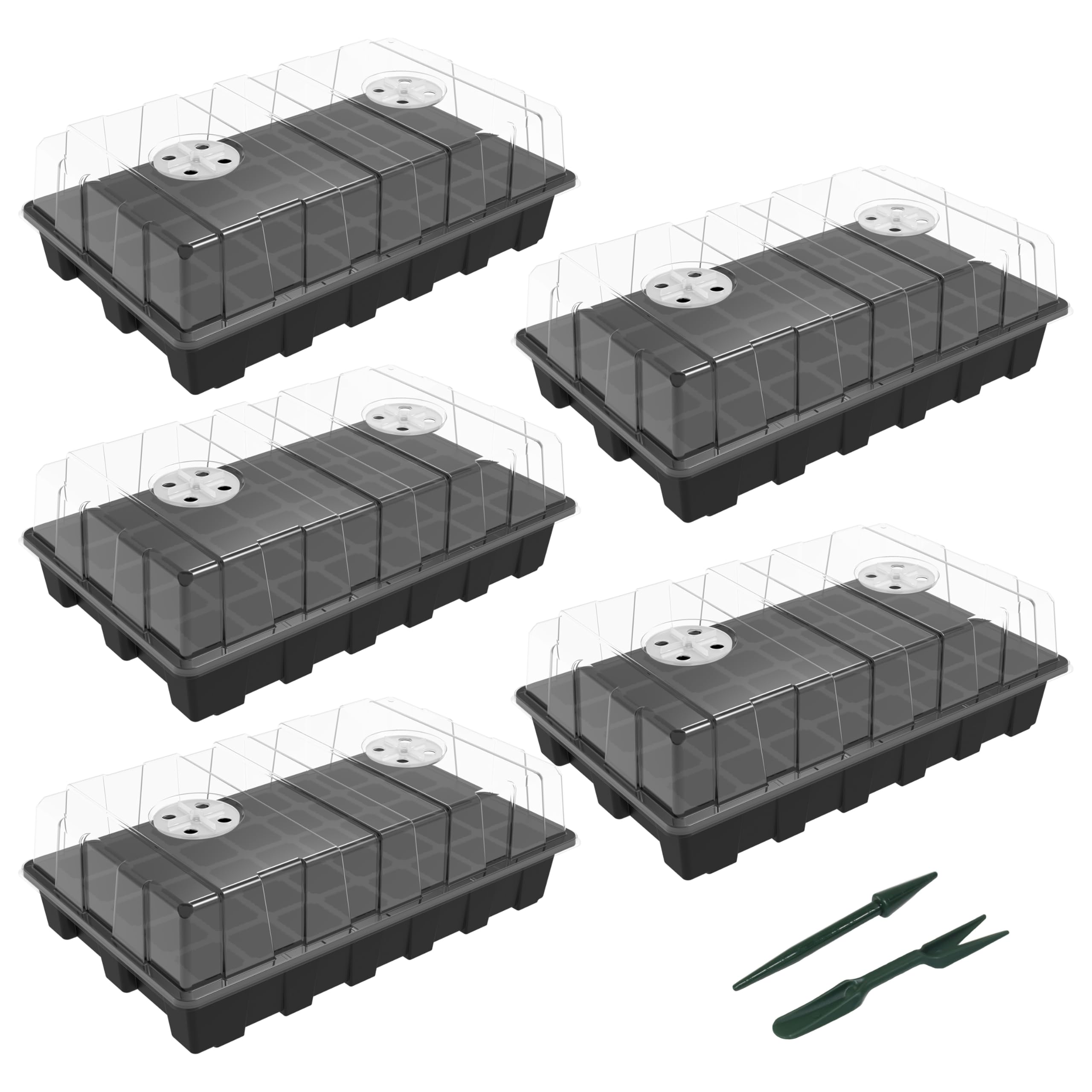 Gardzen 5-Set Seed Starter Tray Kits with clear humidity dome
