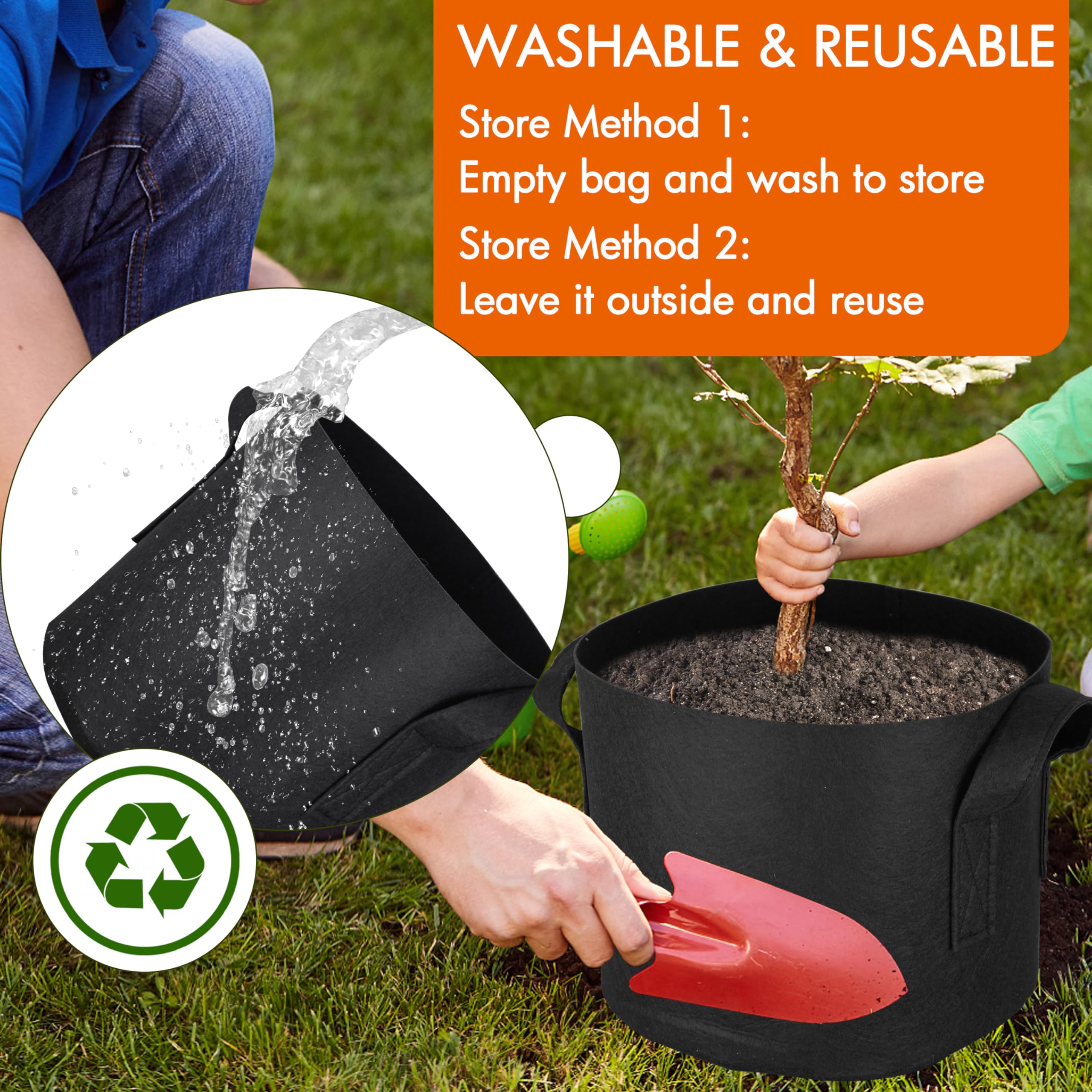 Gardzen grow bags folded for storage
