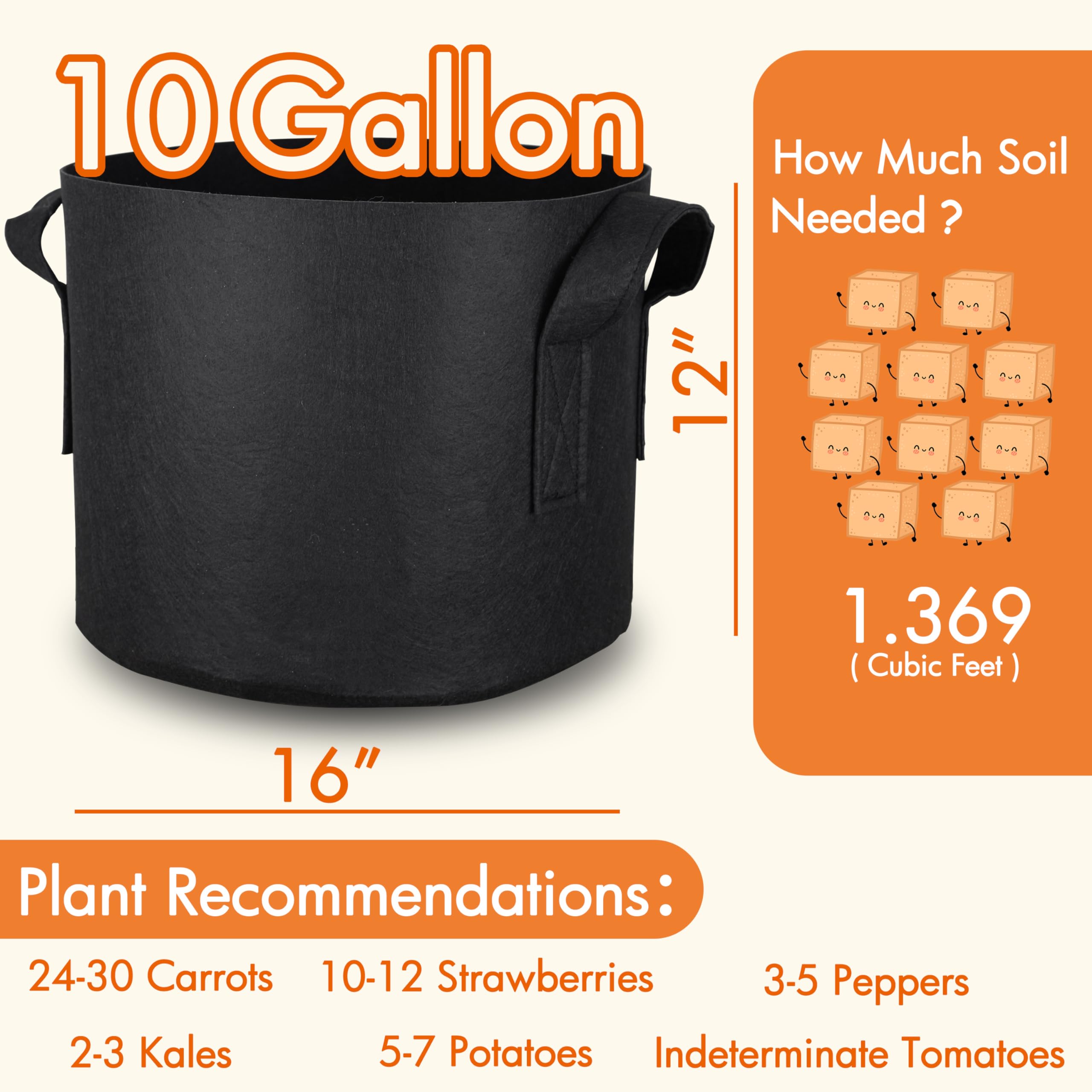 Gardzen grow bags stacked for easy storage