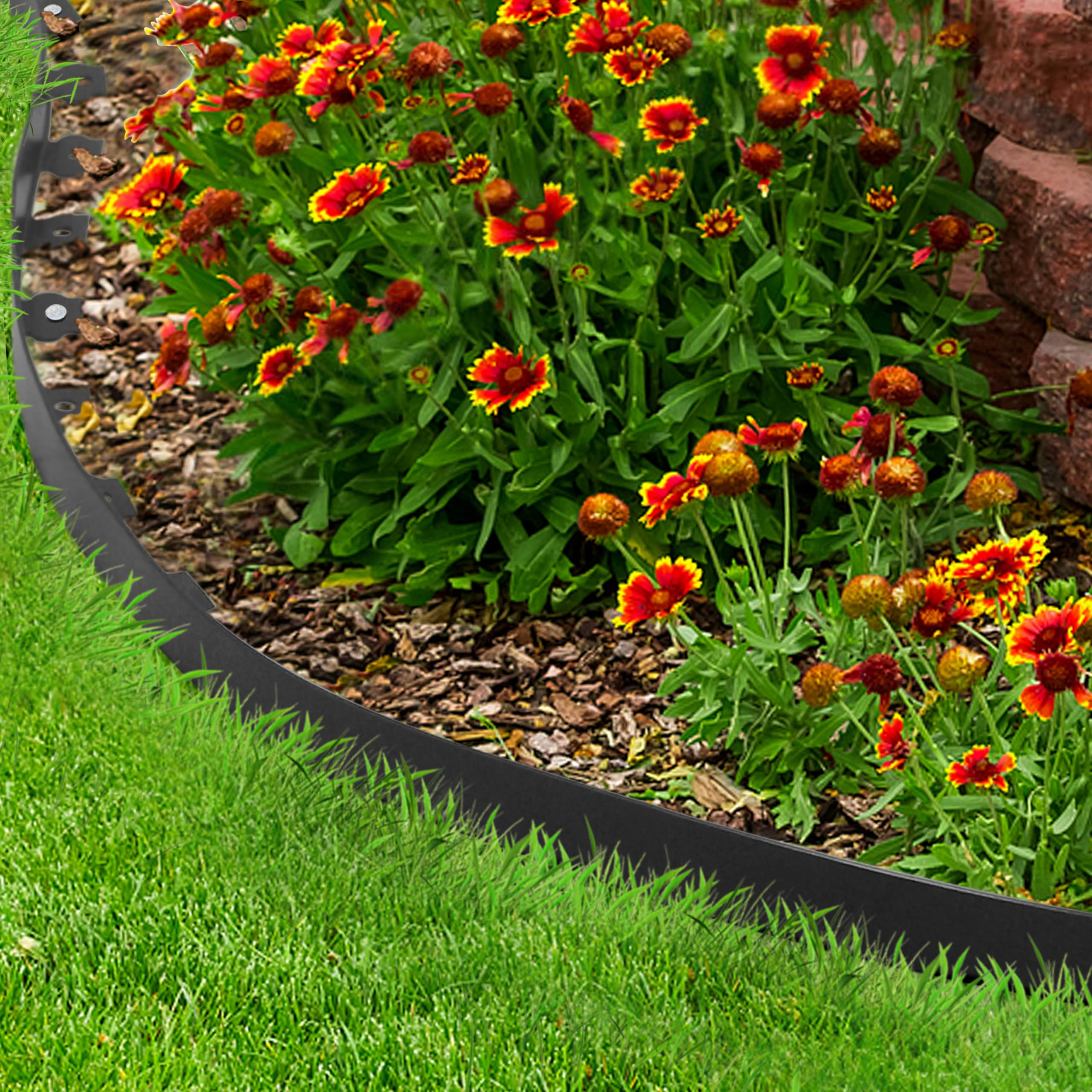 Gardzen Landscape Edging Kit and stakes laid out