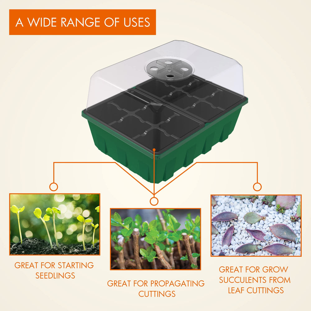 Gardzen seed starter tray showing 12 cells and drainage holes