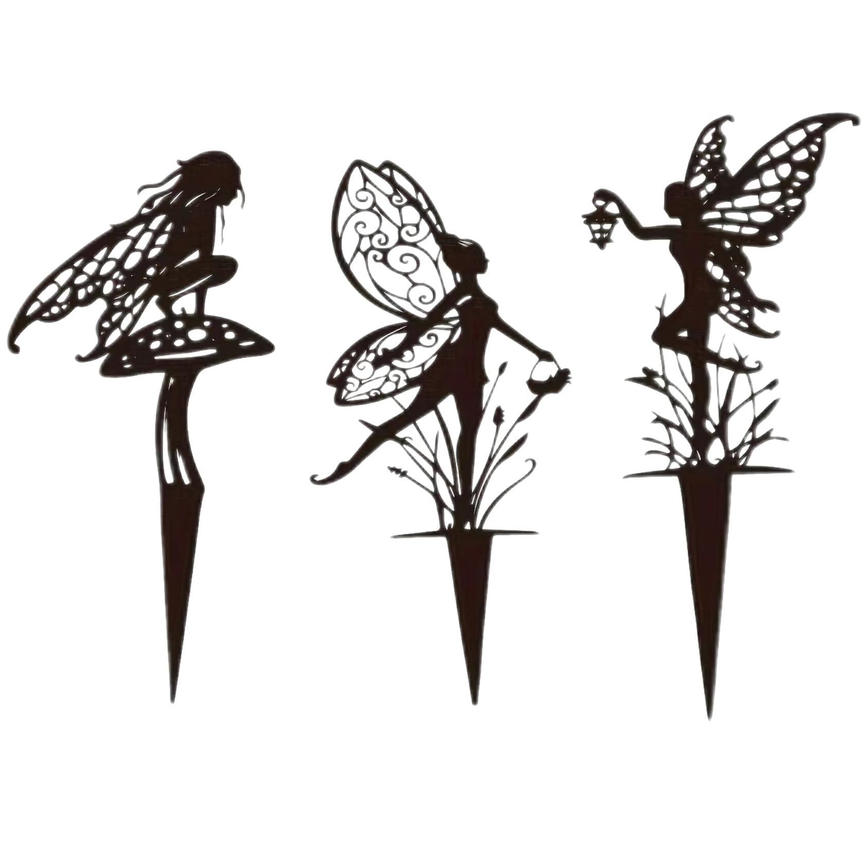 Garkup decorative garden stakes black fairy design front view