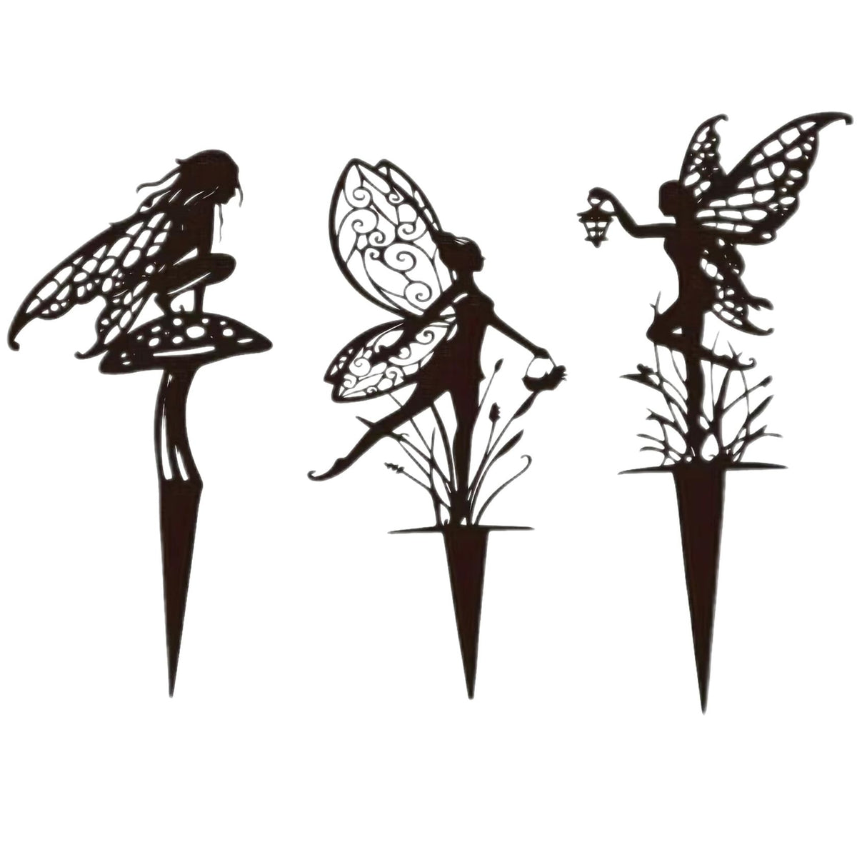 Garkup decorative garden stakes black fairy design front view