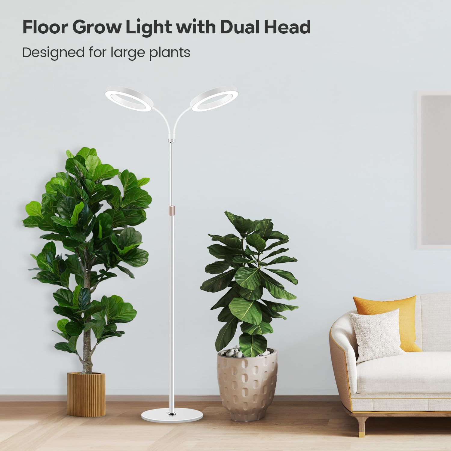 Garpsen Dual-Head Plant Light with sturdy metal base