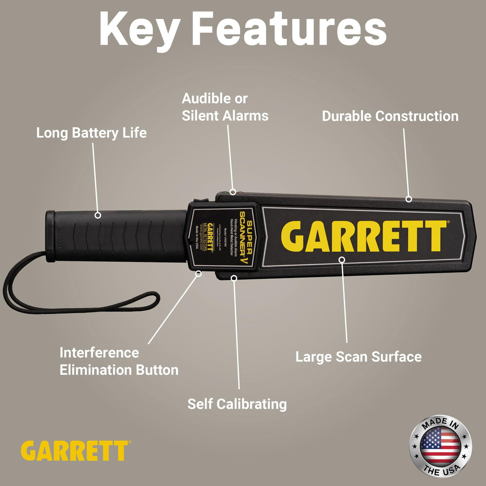 Garrett Super Scanner V Handheld Metal Detector in use during security check