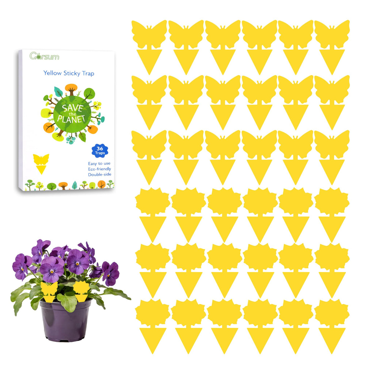 Garsum Fruit Fly Sticky Trap pack of 36, front view