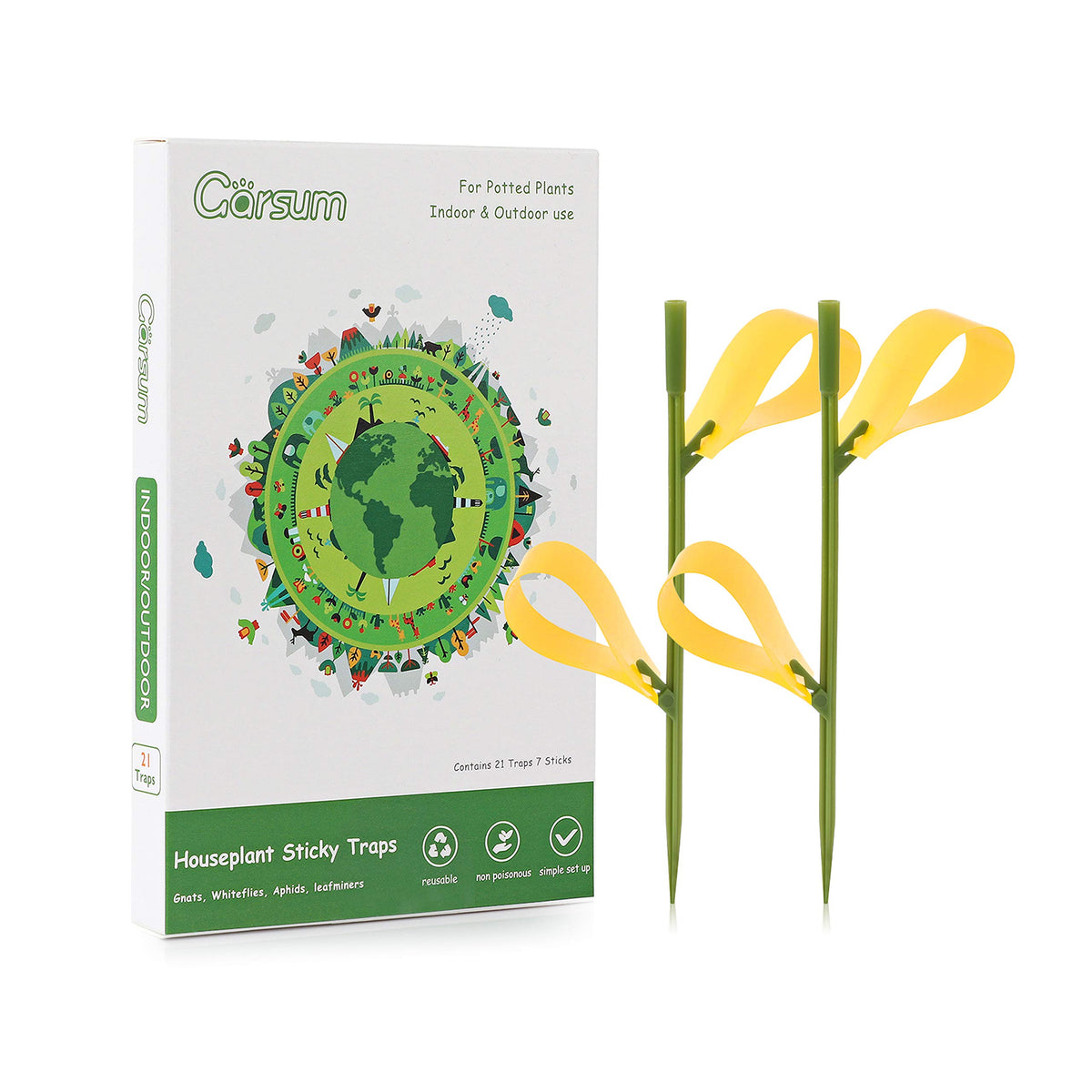 Garsum Sticky Houseplant Traps 21 PCS front view