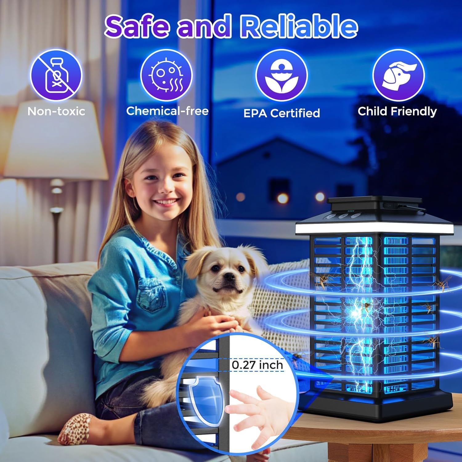 GARUTED Bug Zapper Outdoor showing rugged ABS housing