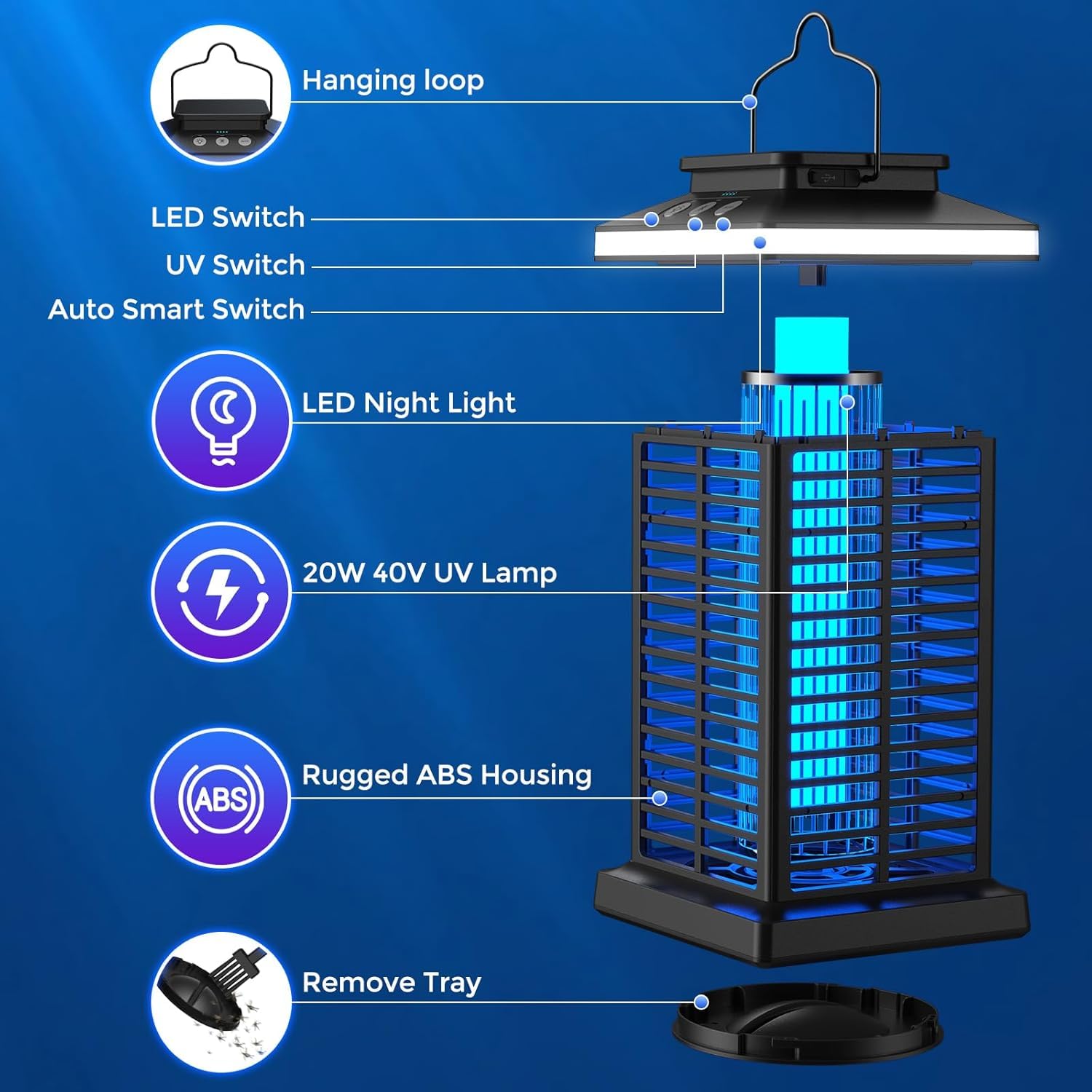 GARUTED Bug Zapper Outdoor with smart auto control feature