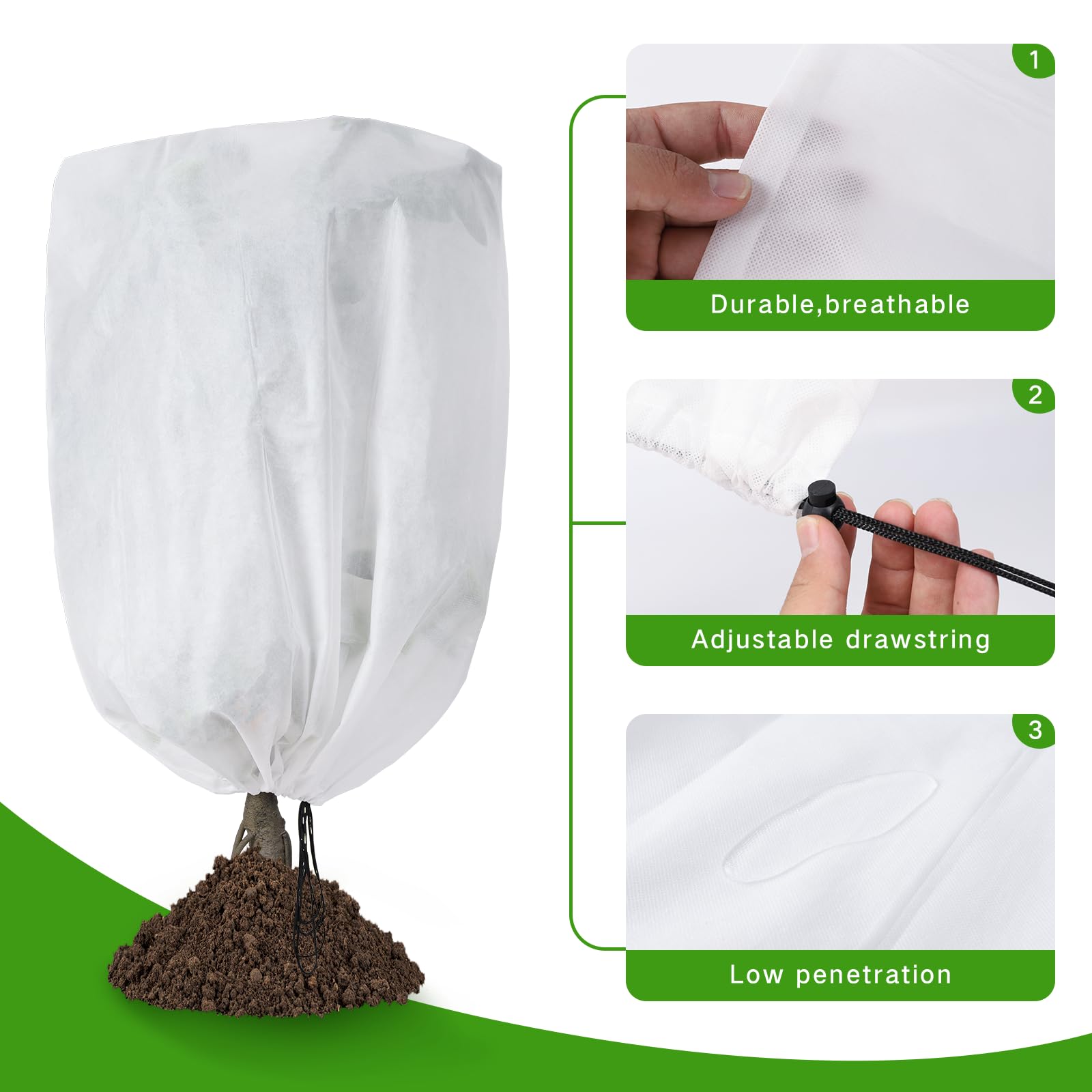 Garutom plant cover with drawstring attachment