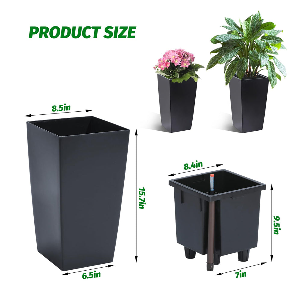 Garvee 16-inch black planter showcasing smooth finish
