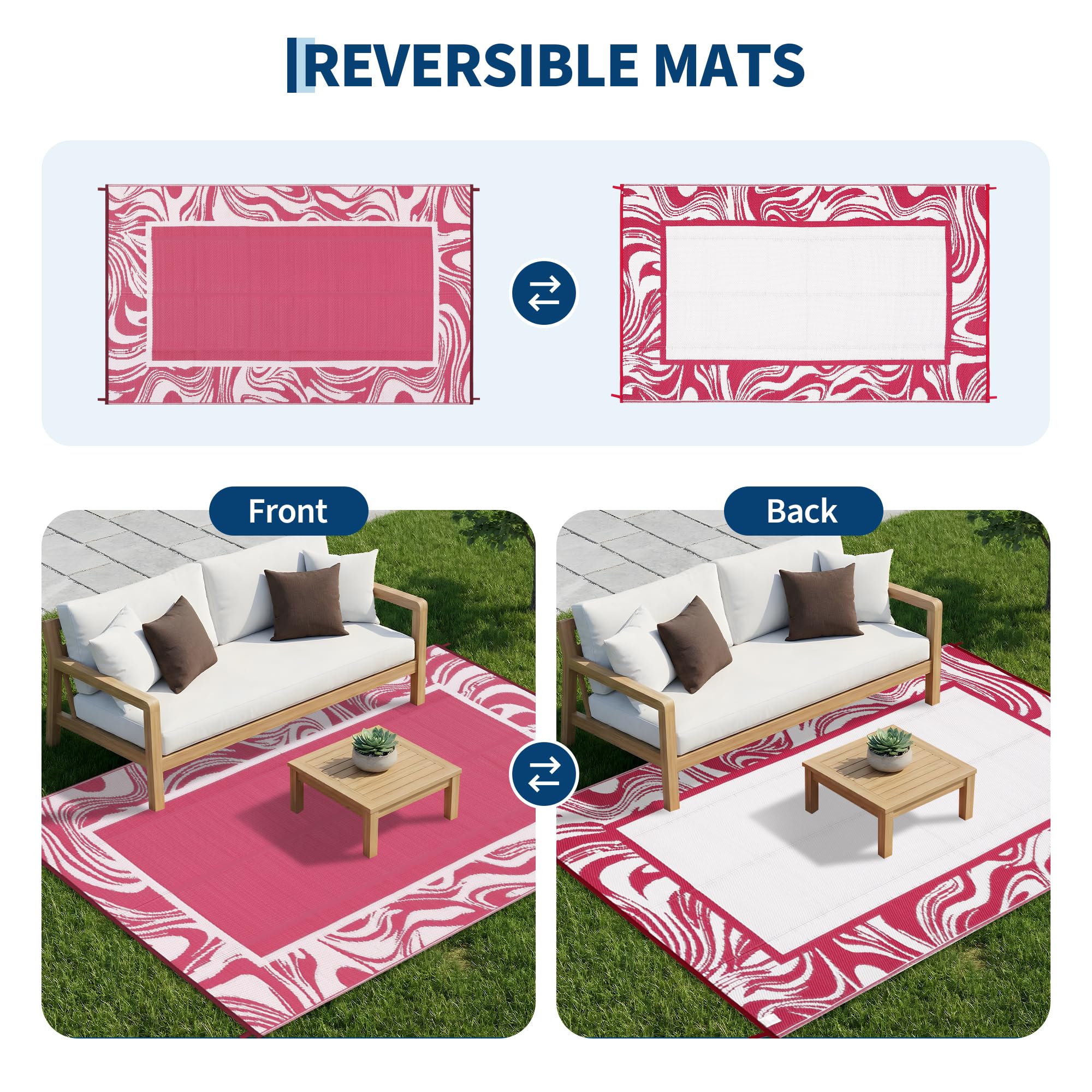 Garvee 6x9 Outdoor Rug close-up of swirl border design
