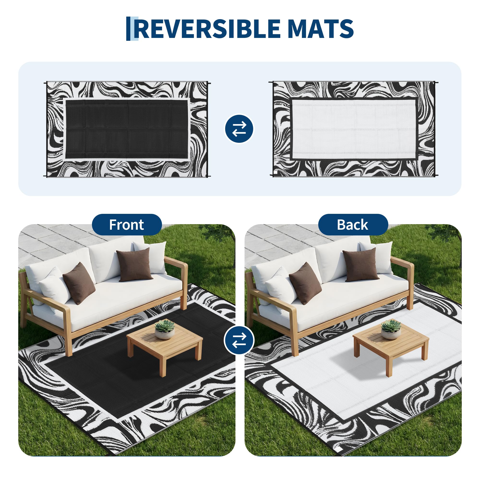 Garvee 6x9 Outdoor Rug in a living room setup