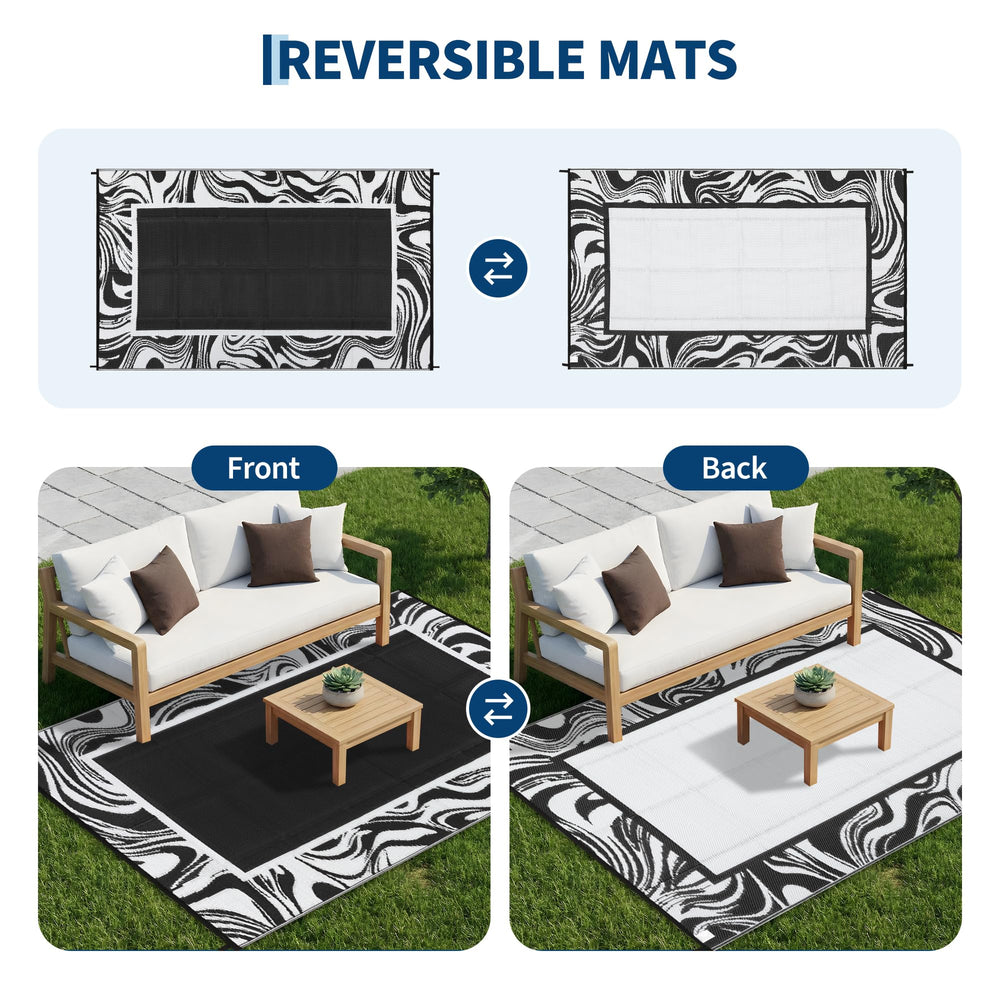 Garvee 6x9 Outdoor Rug in a living room setup