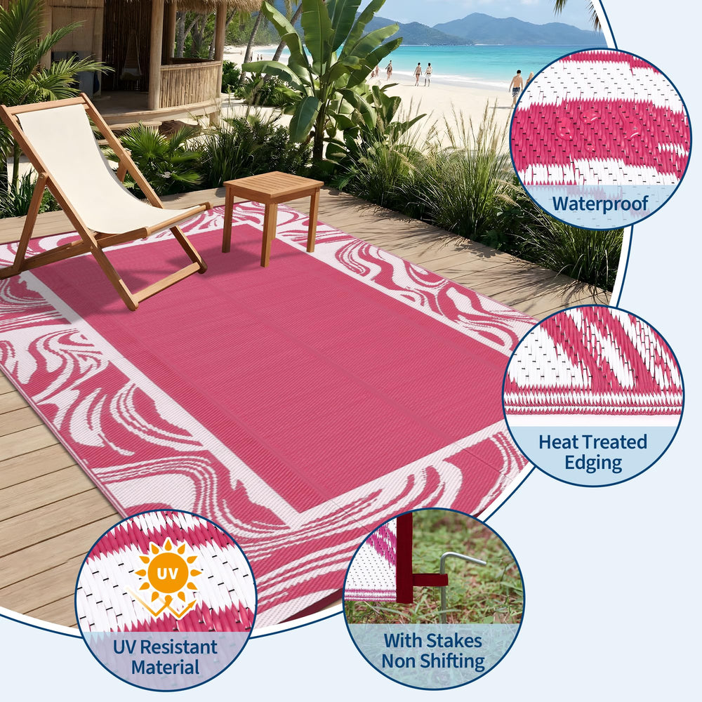 Garvee 8x10 Outdoor Rug easy to clean