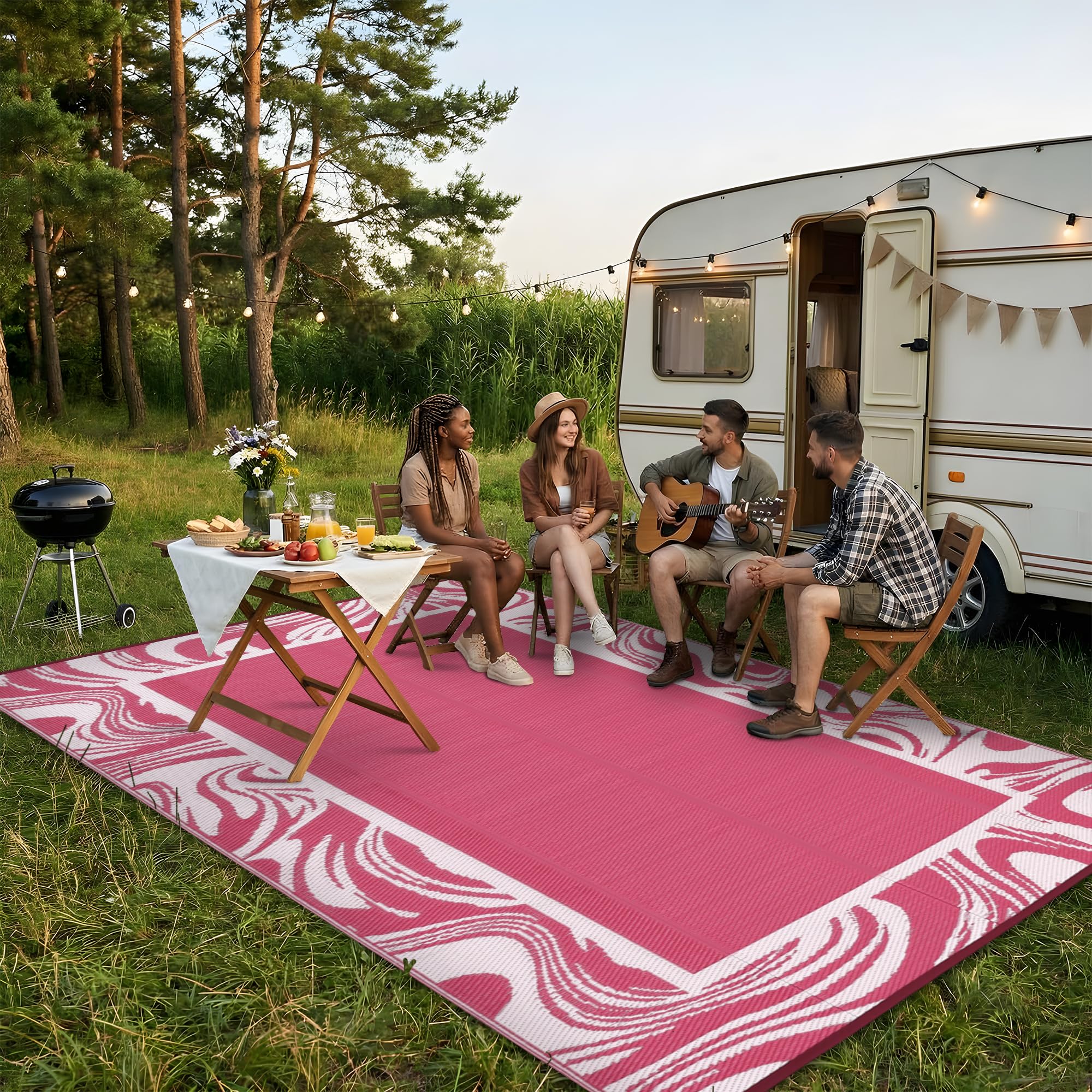 Garvee 8x10 Outdoor Rug reversible side black