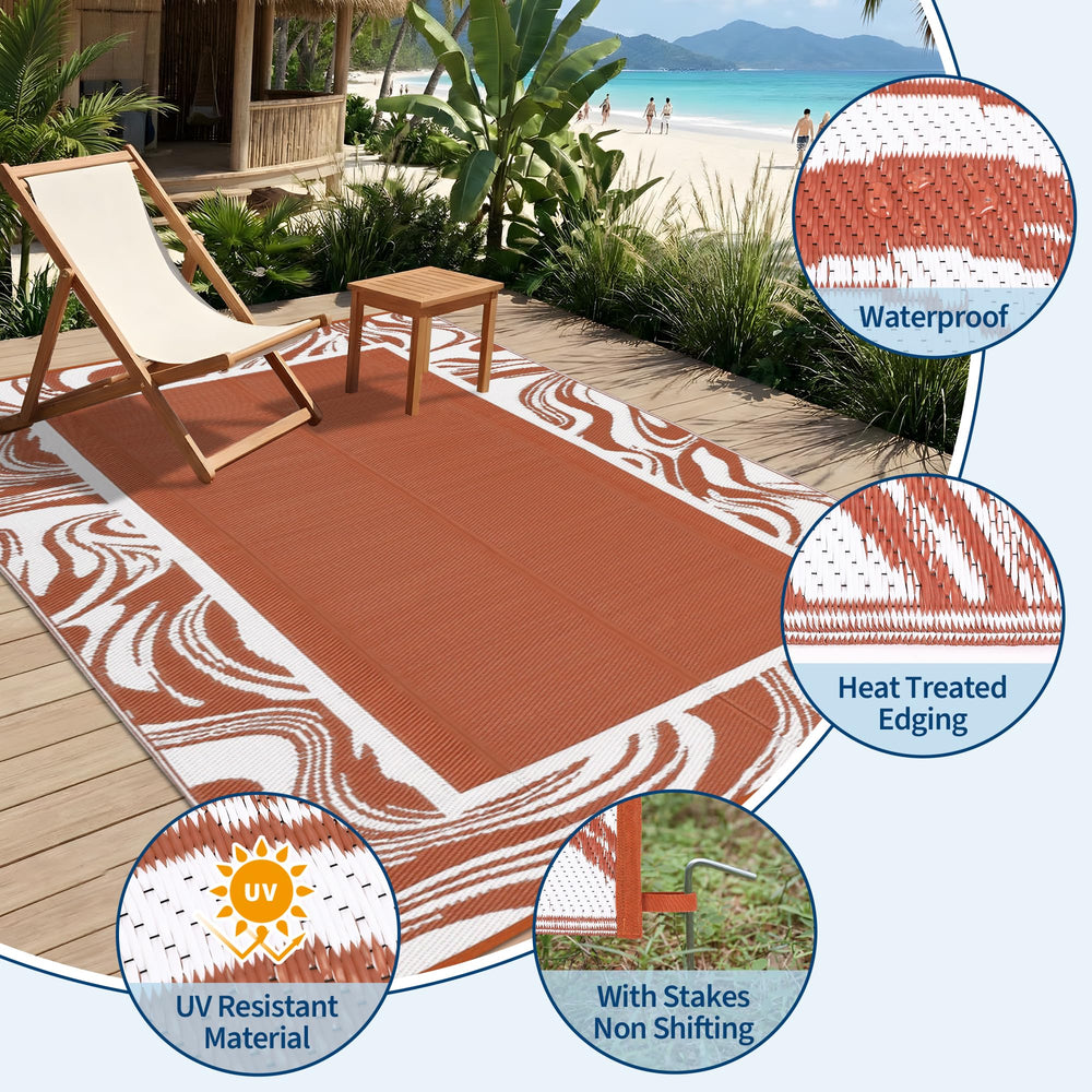 Garvee Outdoor Rug 5x8 folded for easy storage