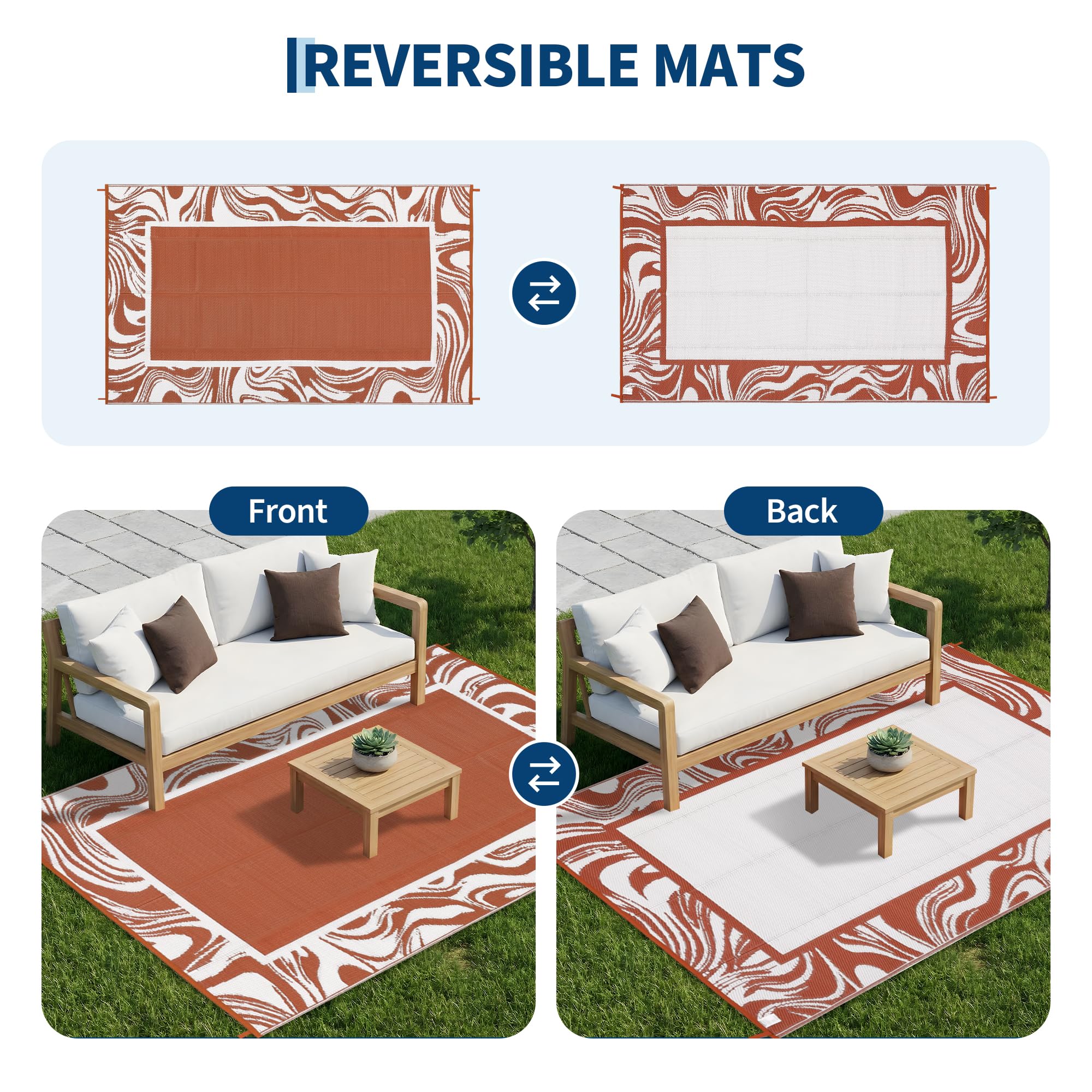 Garvee Outdoor Rug 5x8 in a backyard setting