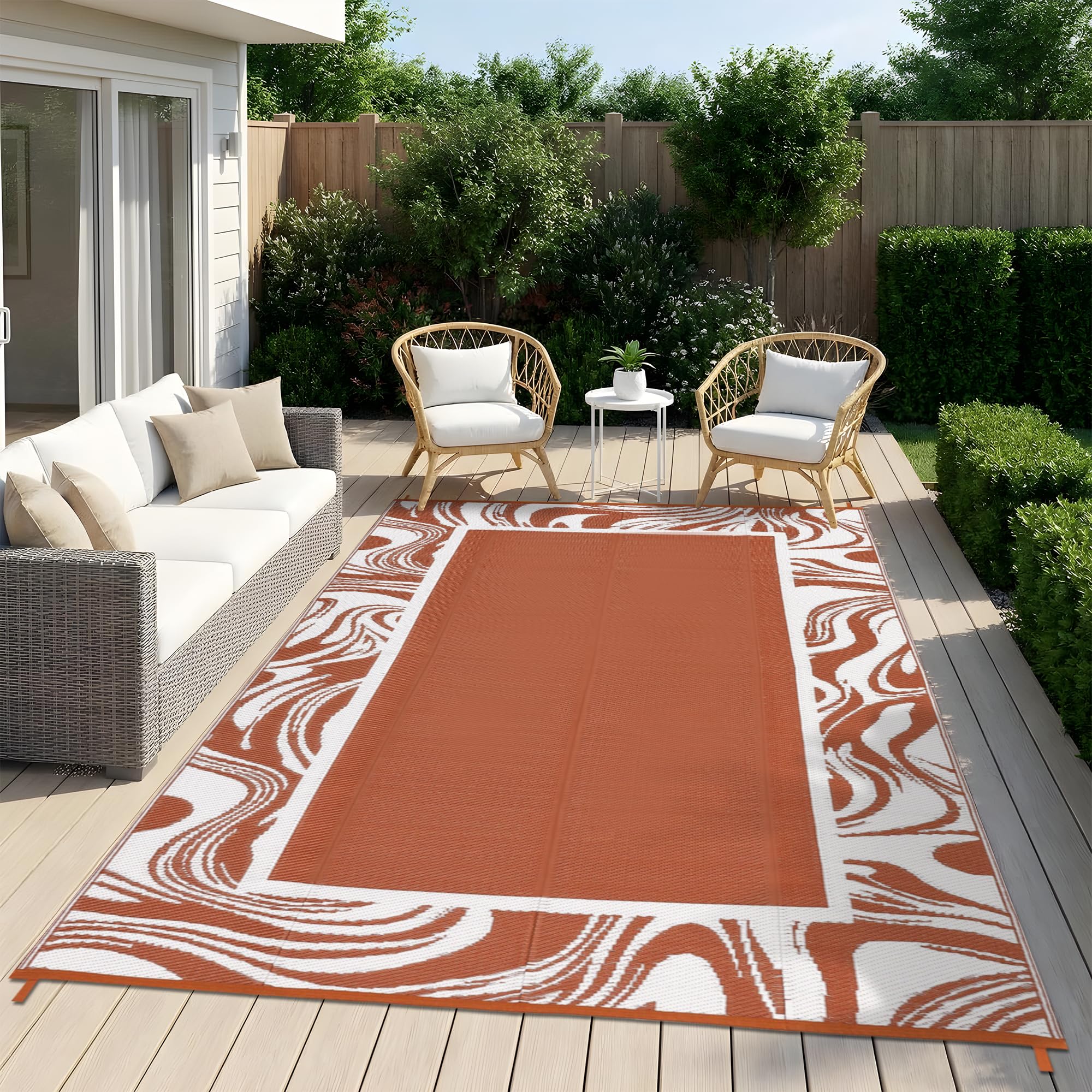 Garvee Outdoor Rug 5x8 in a camping setup