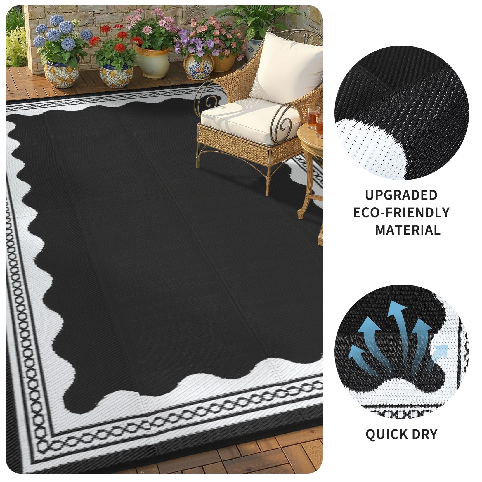 Garvee Outdoor Rug 5x8 lightweight and easy to handle