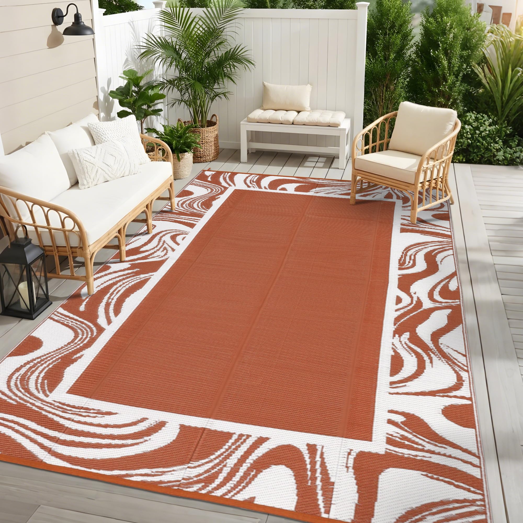 Garvee Outdoor Rug 5x8 reversed to show bright white surface