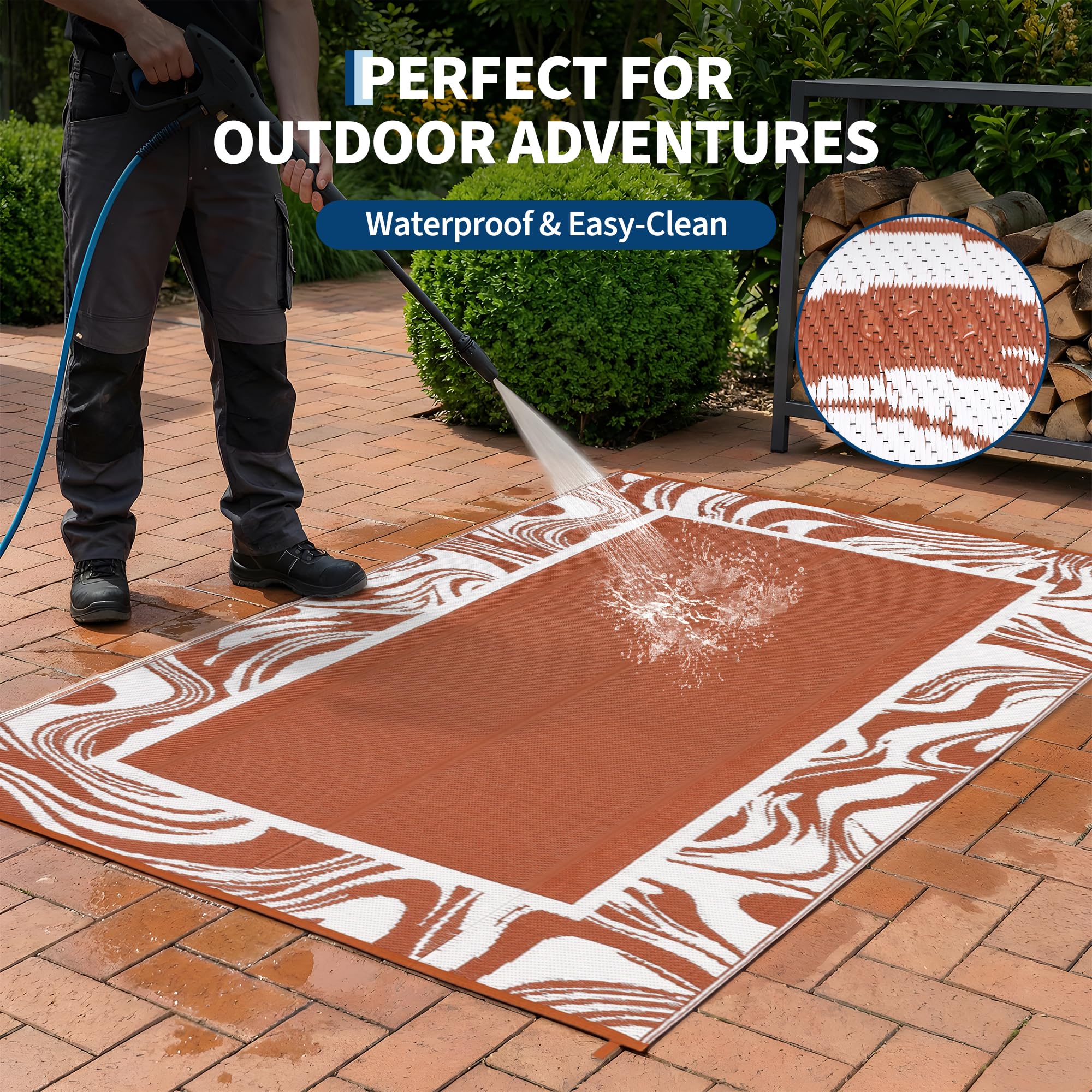 Garvee Outdoor Rug 5x8 with outdoor furniture
