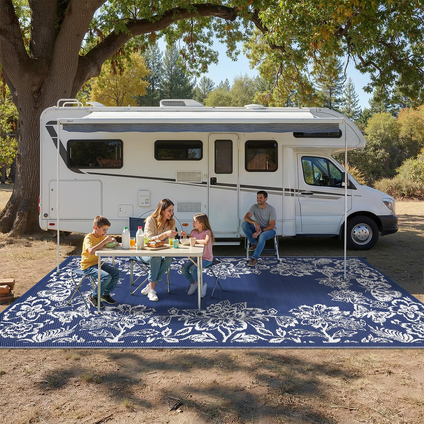 Garvee Outdoor Rug 9' x 12' on a picnic setup