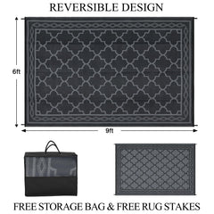 Garvee outdoor rug displayed on a patio
