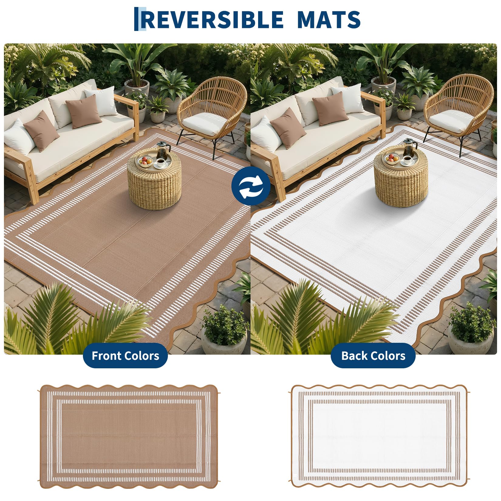 Garvee outdoor rug folded for storage
