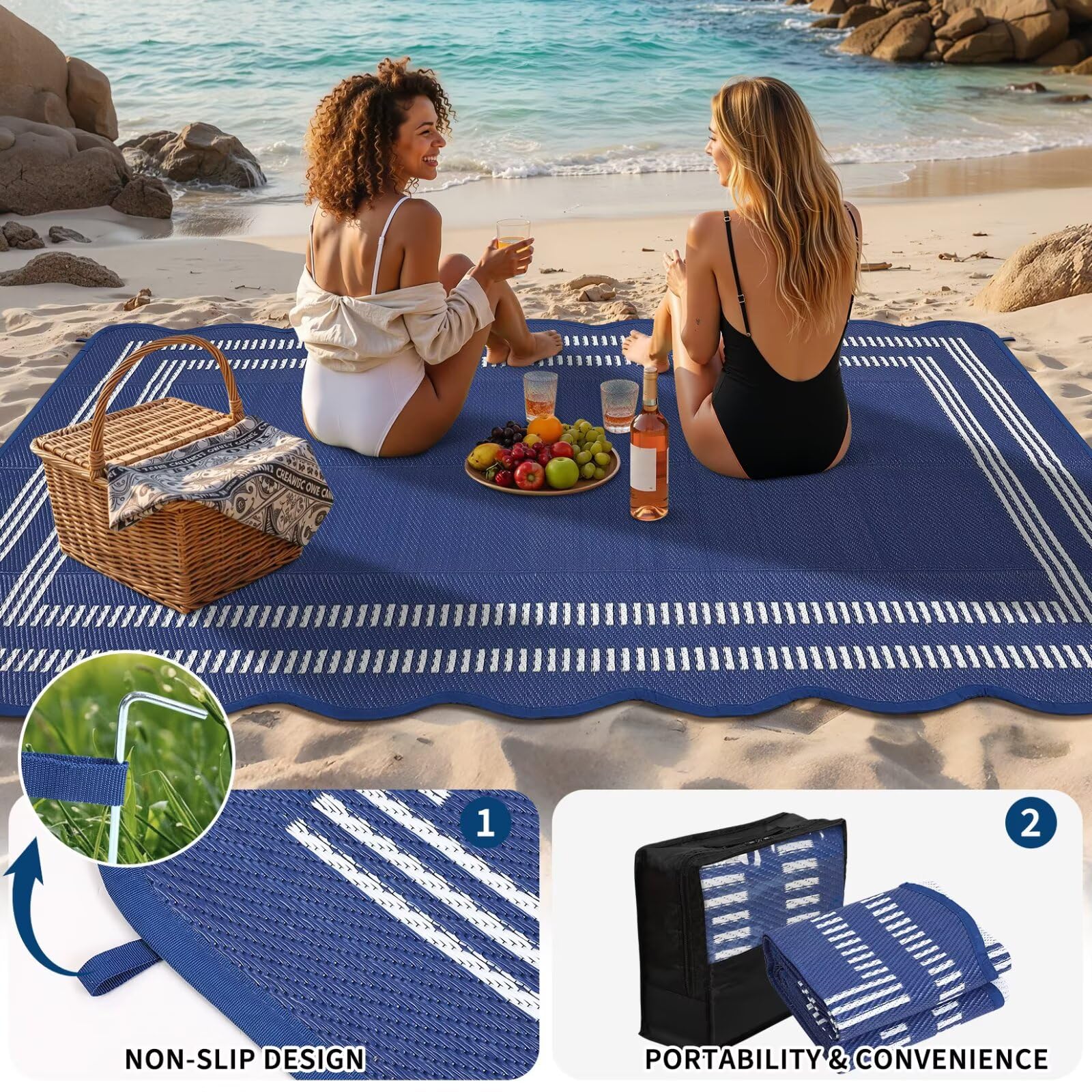 Garvee Outdoor Rug folded in carrying bag