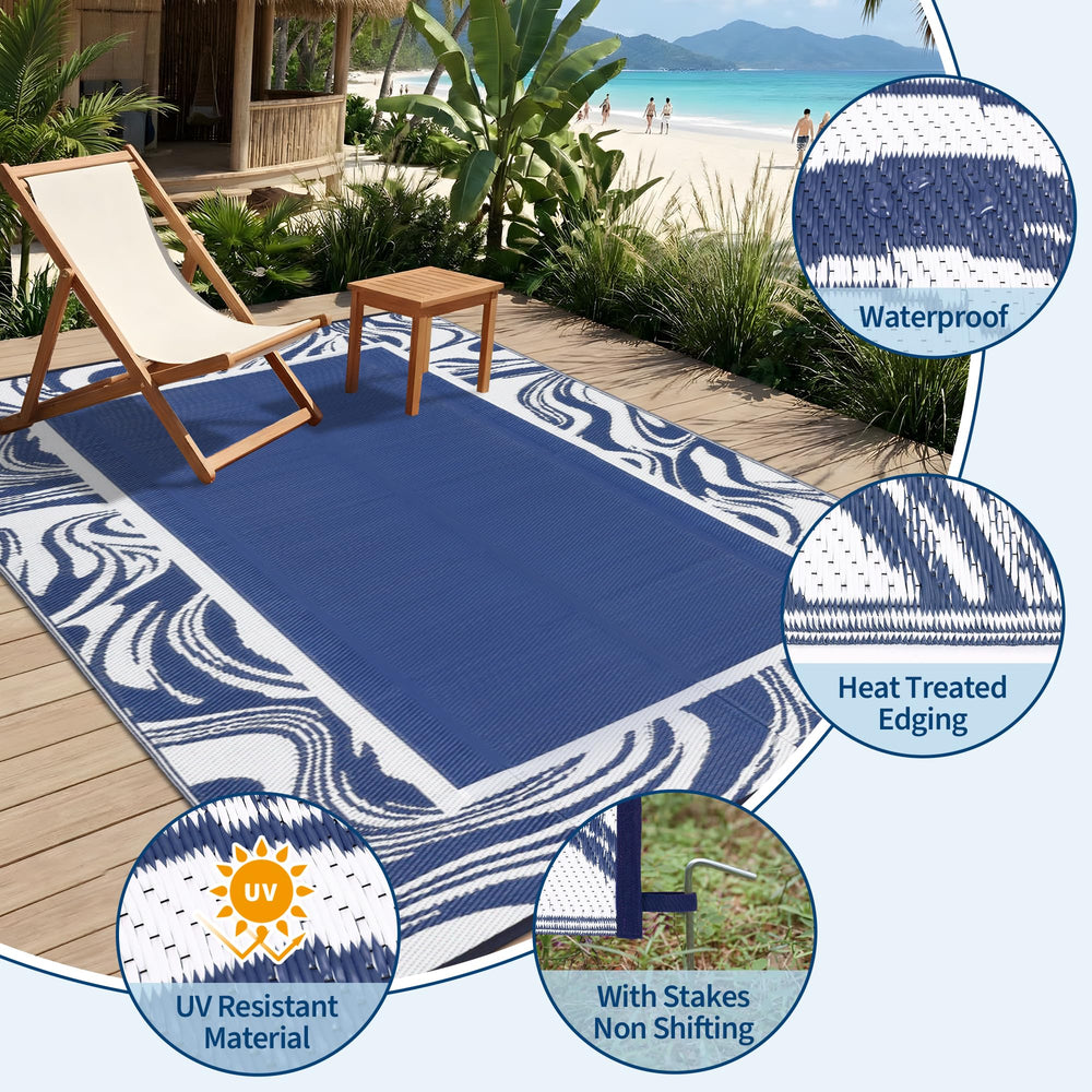 Garvee outdoor rug in a beach setting