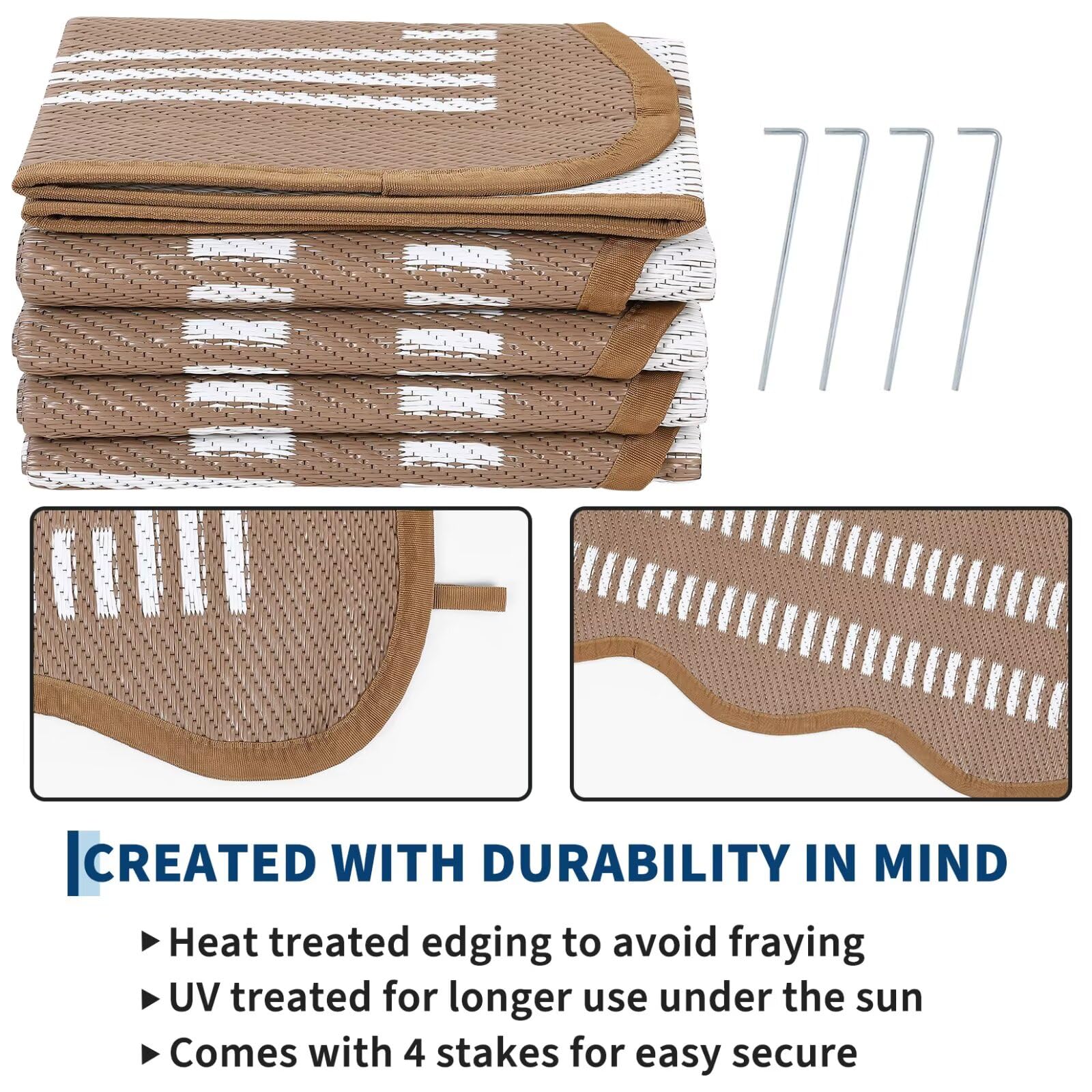 Garvee Outdoor Rug on a deck with chairs