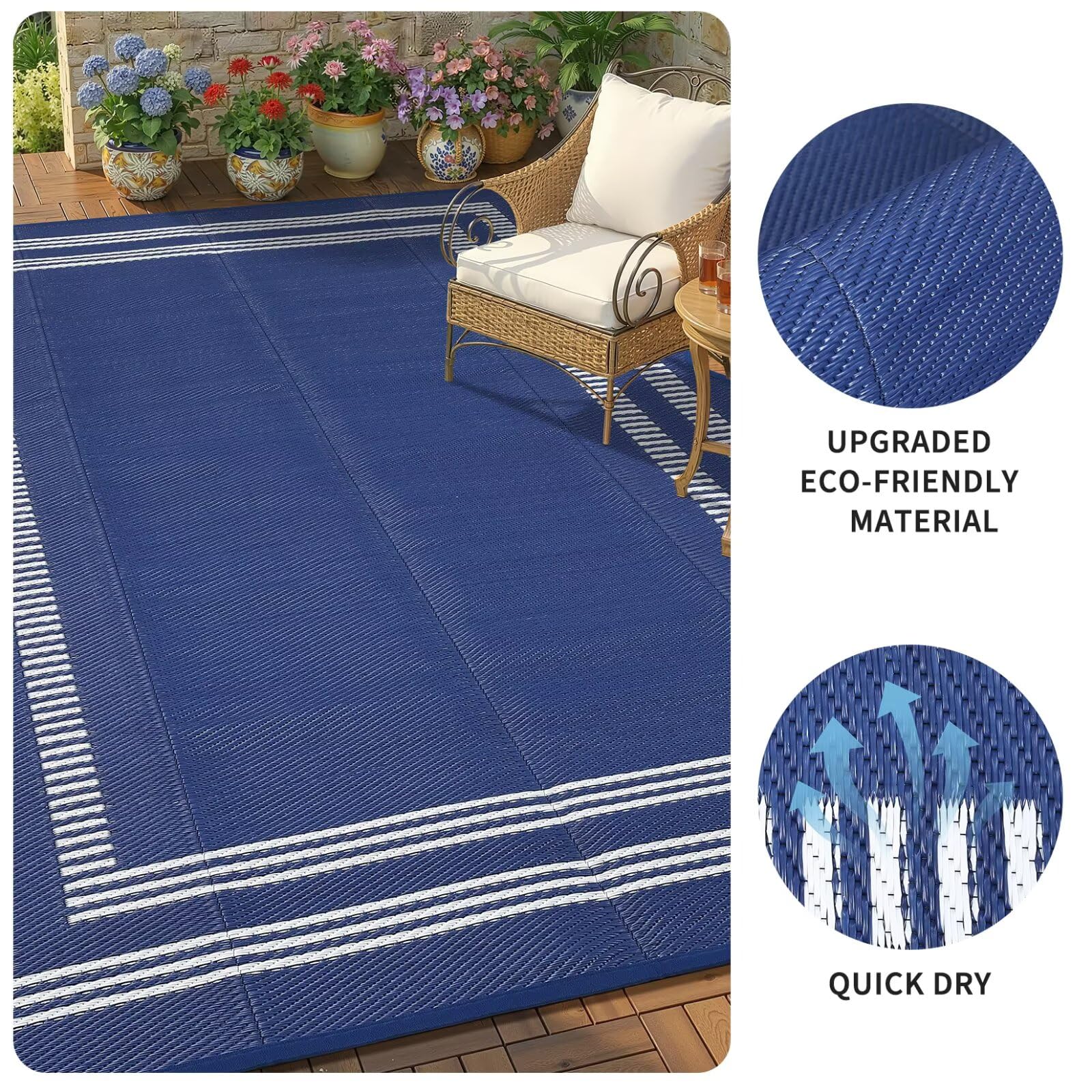 Garvee rug on patio setting with furniture