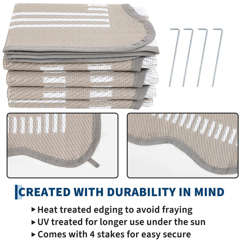 Garvee Scalloped Outdoor Rug 6' x 9' Gray Brown packaging