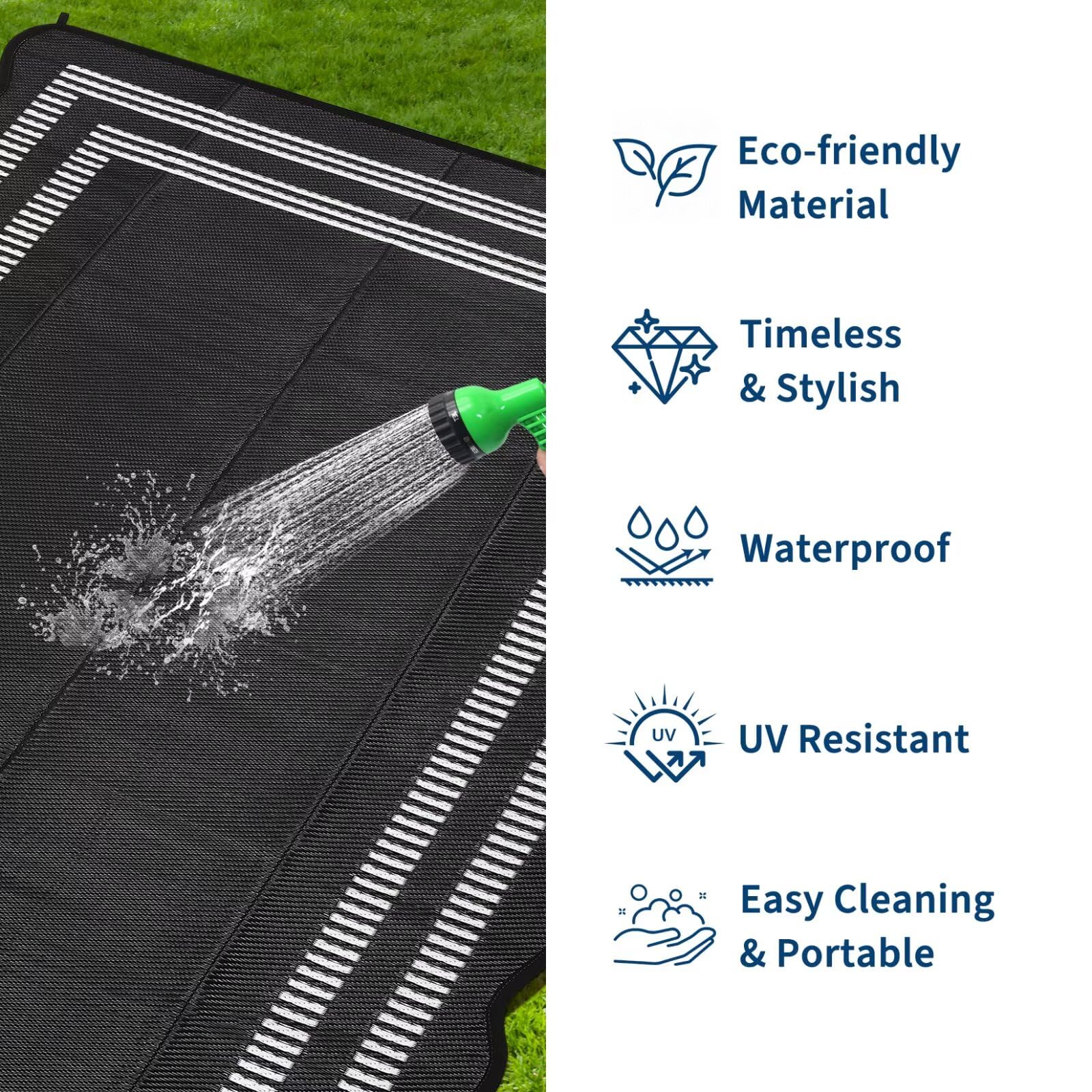 Garvee Waterproof Rug set up on a patio