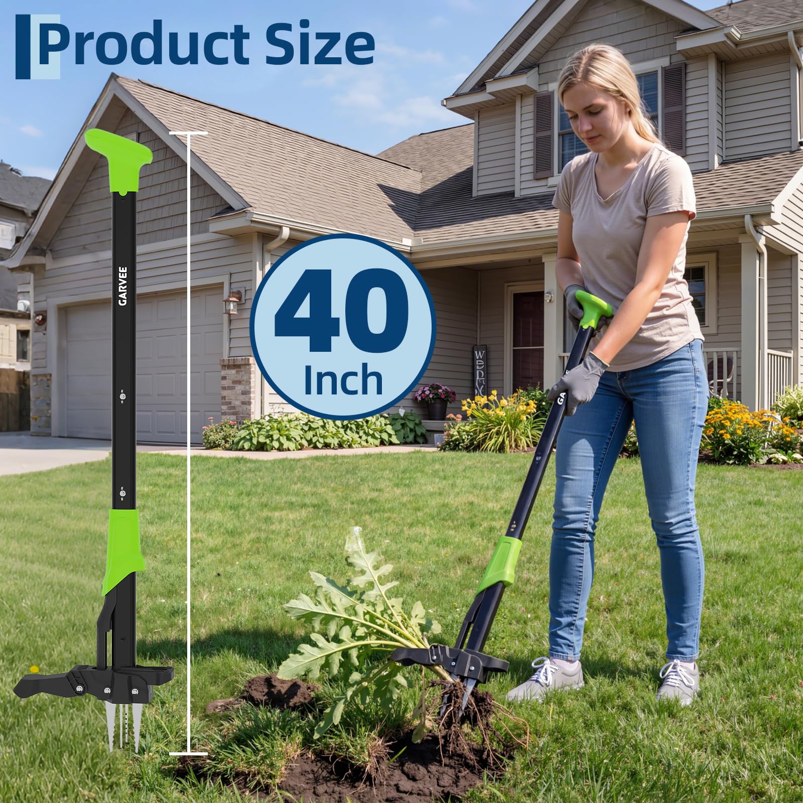 Garvee weed puller in a garden setting