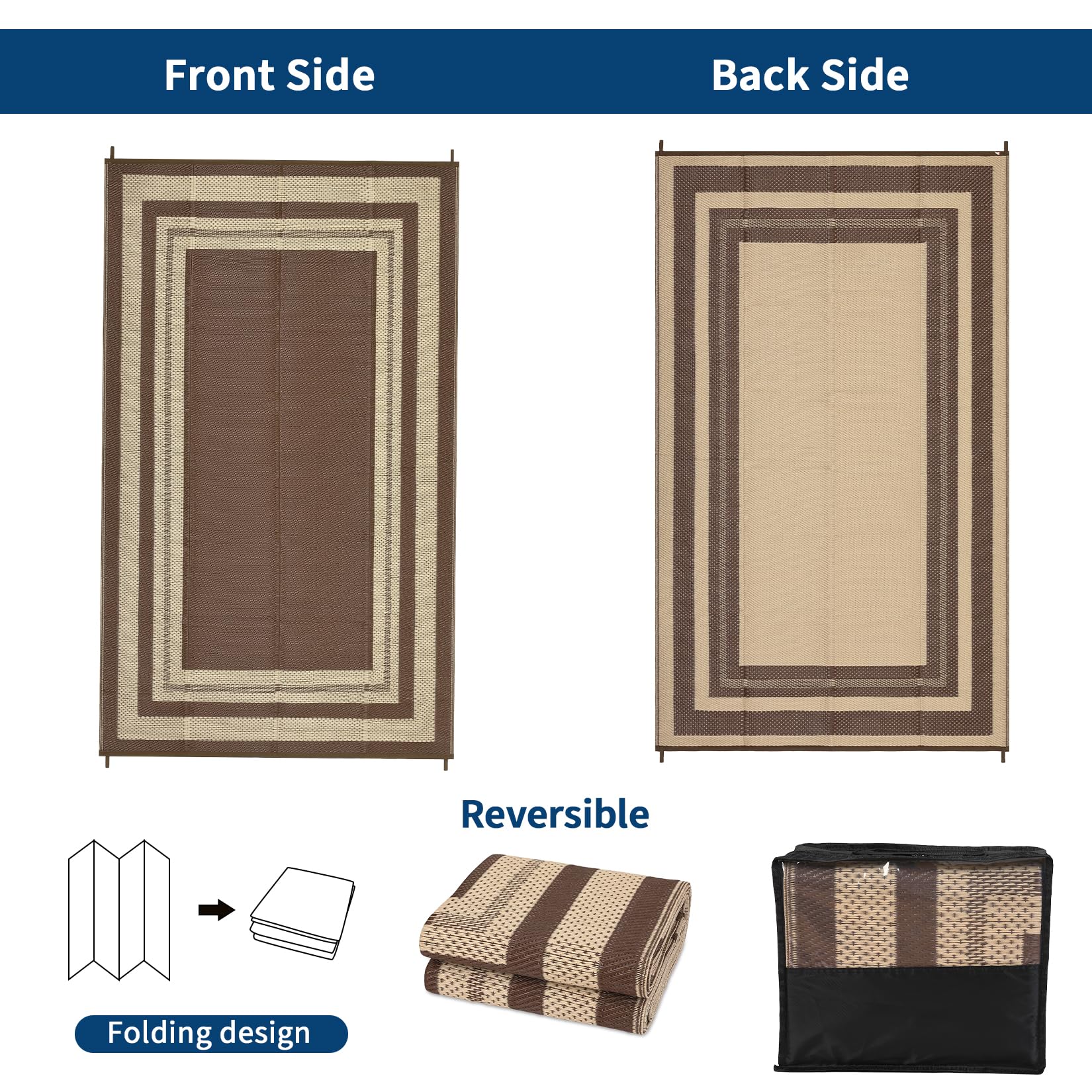 GarveeHome Outdoor Rug 9x12 corner loops and stakes