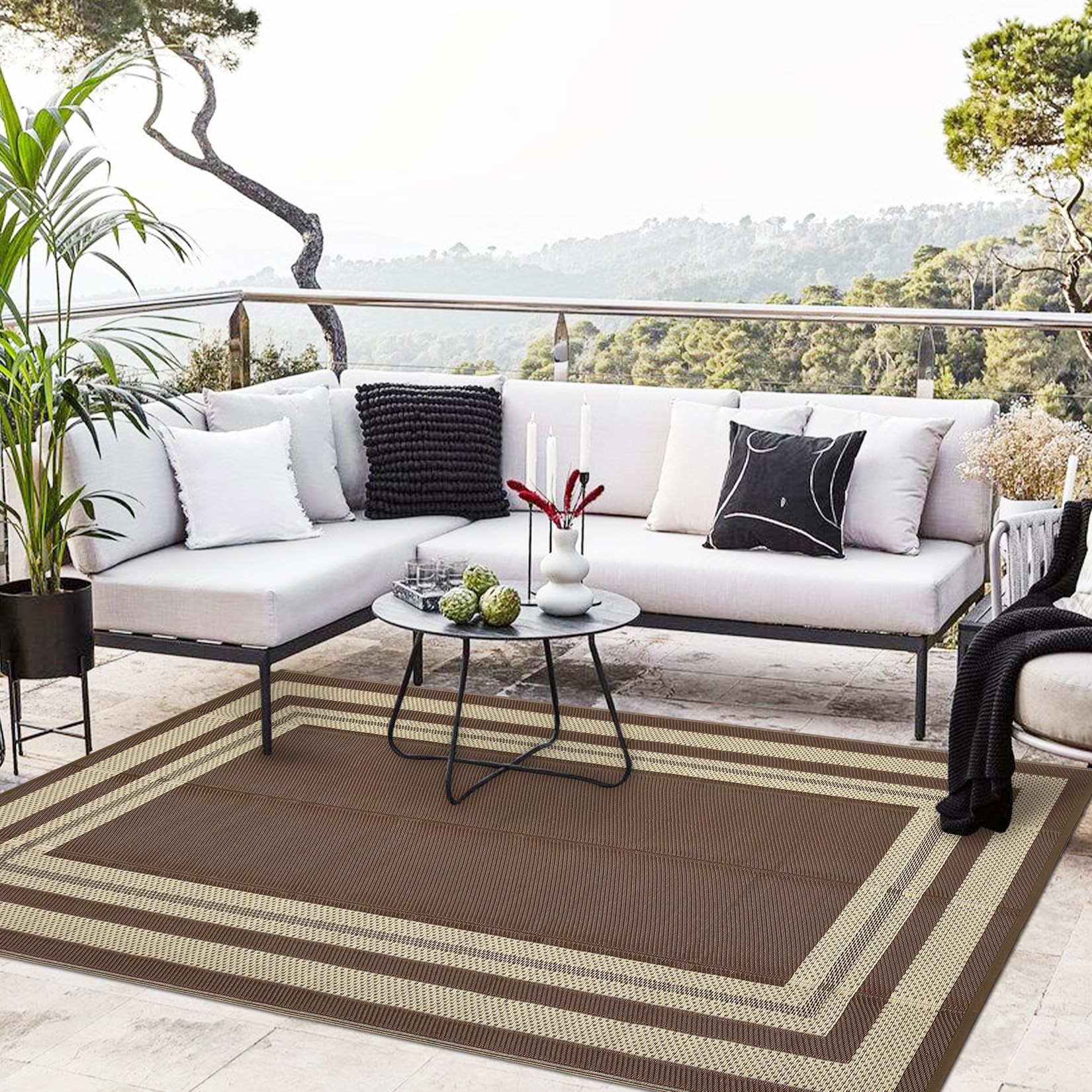 GarveeHome Outdoor Rug 9x12 in outdoor setting