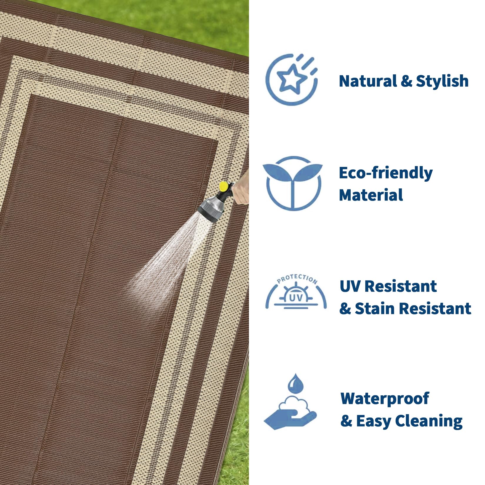 GarveeHome Outdoor Rug 9x12 reversible side