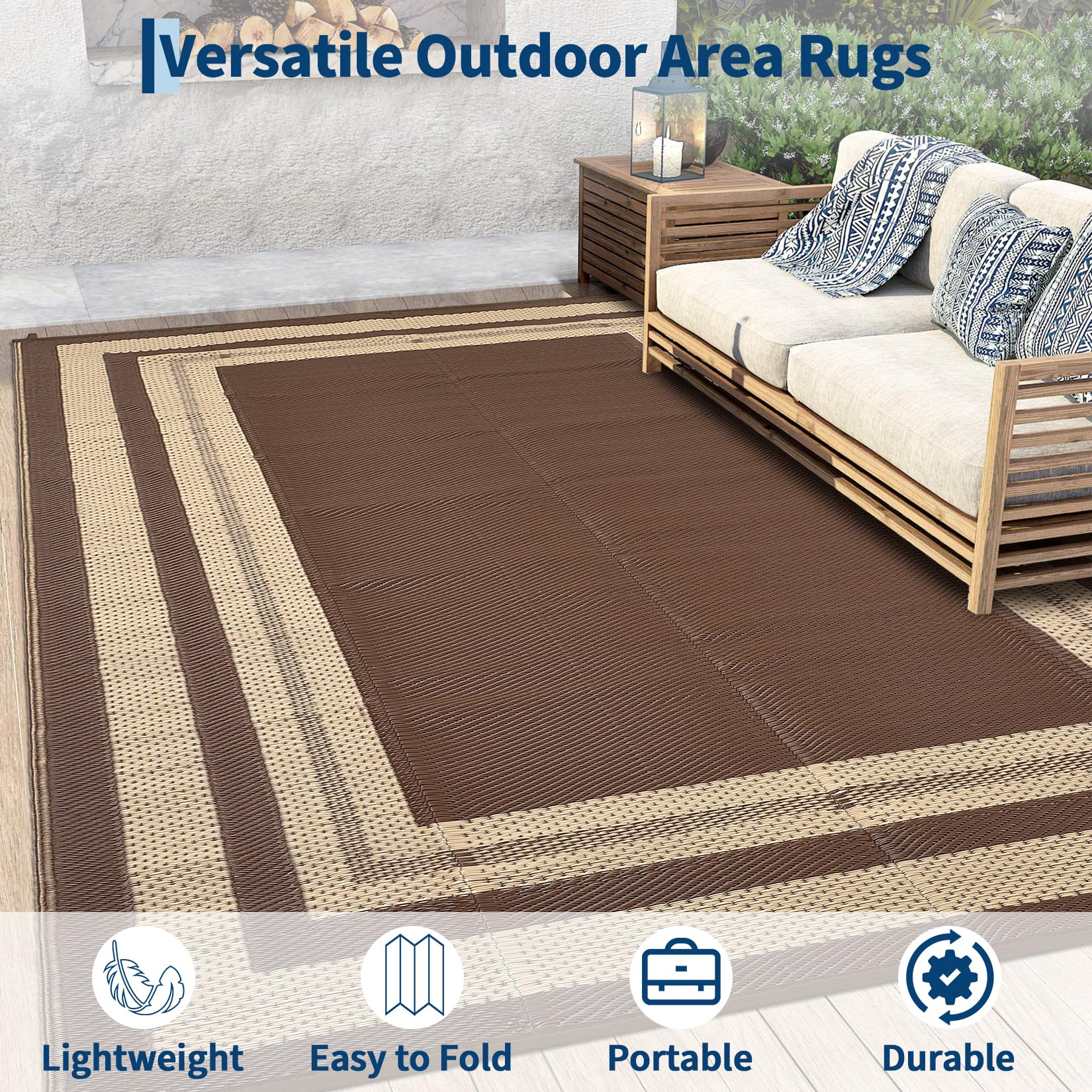 GarveeHome Outdoor Rug 9x12 with carry bag