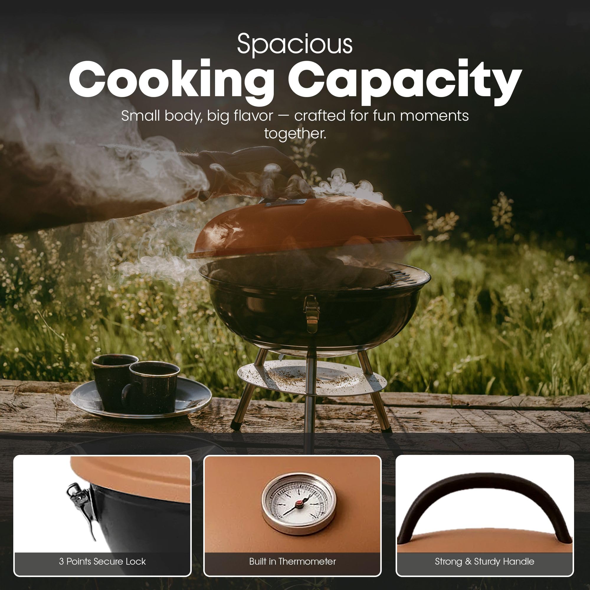 Gas One charcoal grill in outdoor cooking setting