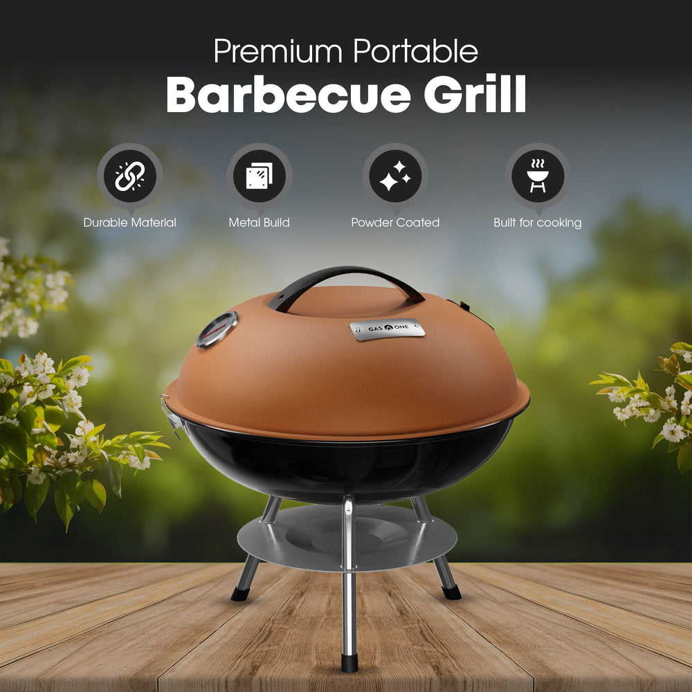Gas One charcoal grill side view showing compact design