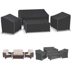 Gasadar 4-Piece Patio Furniture Covers Set, black, front view