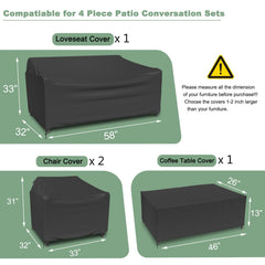 Gasadar Loveseat cover size dimensions 58"L x 32"W x 31"H