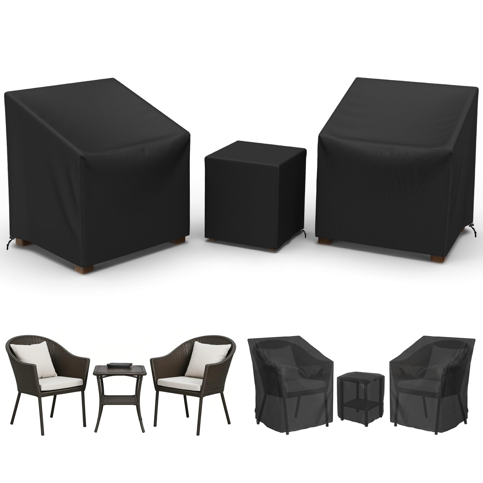 Gasadar outdoor furniture cover set front view, black