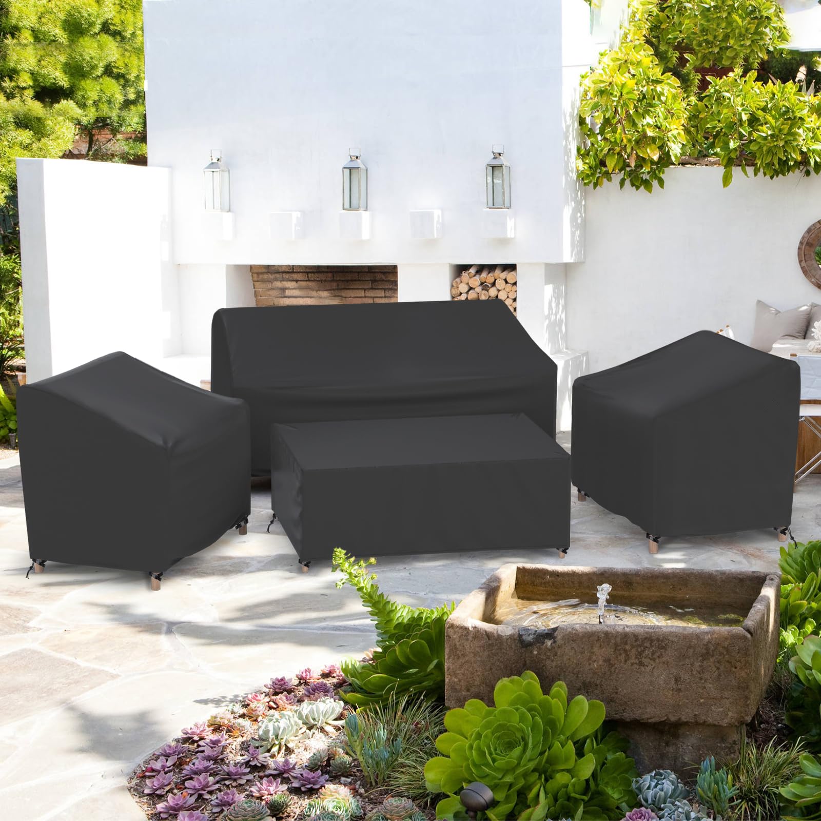 Gasadar patio furniture covers with adjustable drawstring