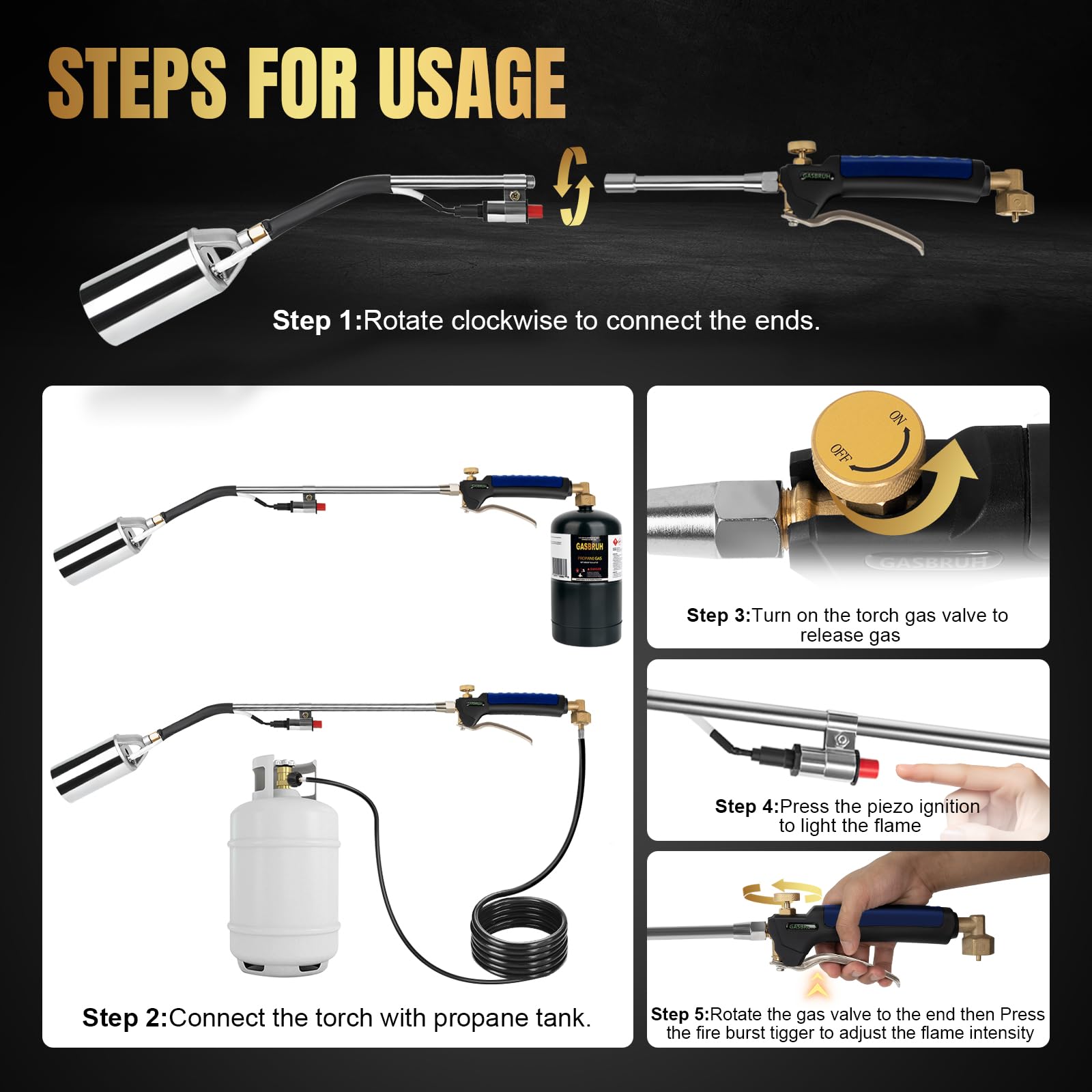 GasBRUH propane torch with ergonomic handle
