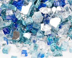 GASPRO 10 lbs fire glass mix in cobalt blue, Caribbean blue, and platinum