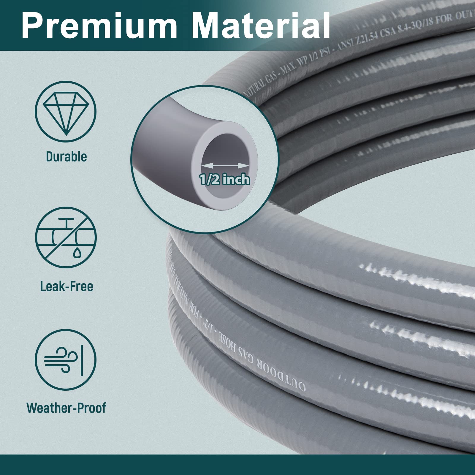 GASPRO 12FT Natural Gas Hose with dust caps attached